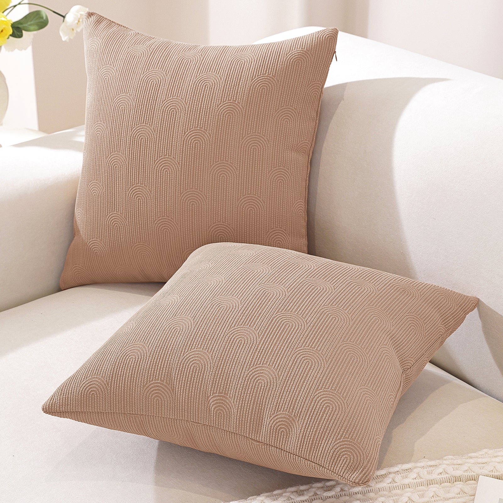 Ystyle Cushion Covers, 60 x 60 cm, Set of 2, Cushions for Sofa with Invisible Zip, Soft Cushion Cover, Modern, Washable, for Chair Bed, Living Room, Bedroom