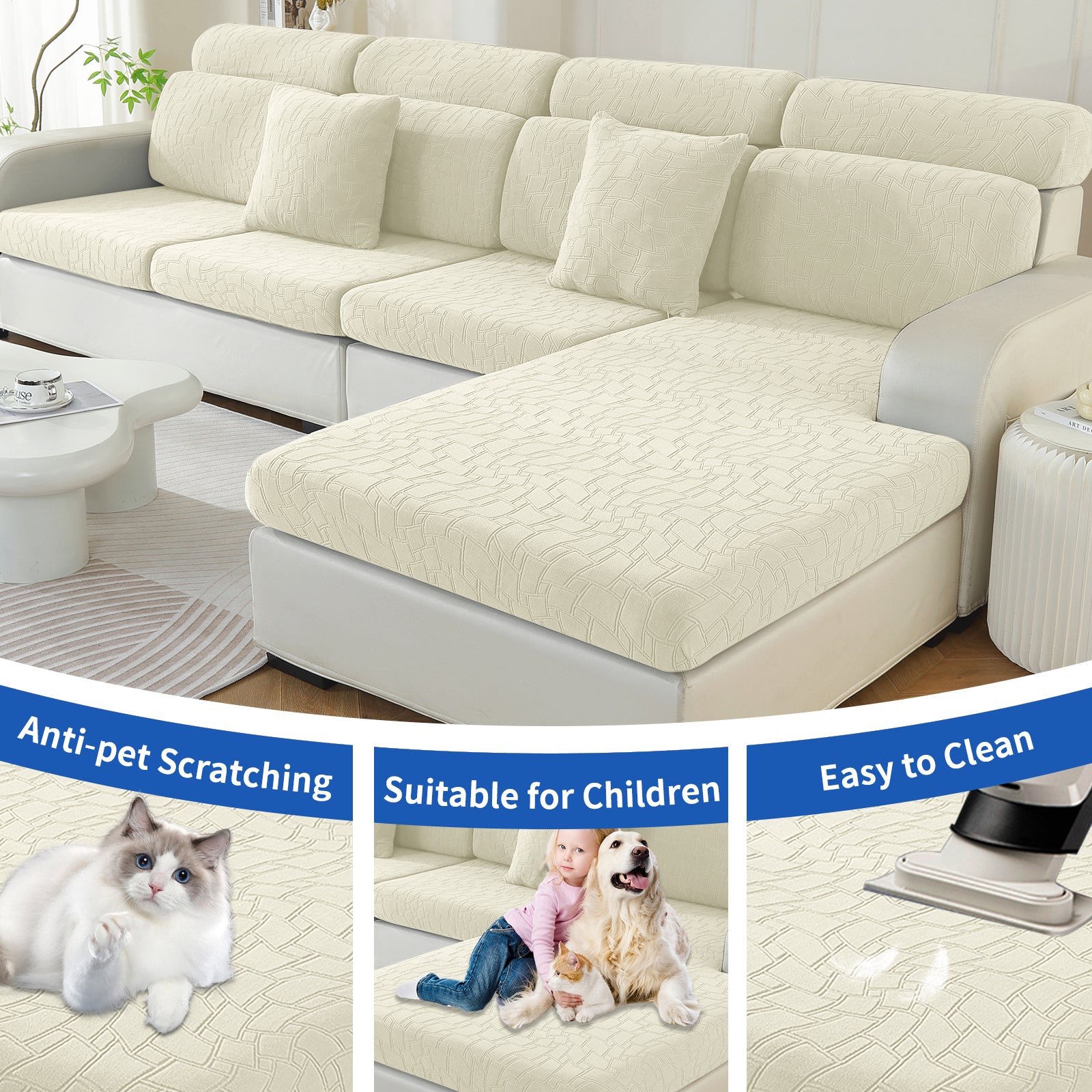 YSTYLE 2 pezzi Copertura per sedile divano elasticizzata 1 posto geometrico anti-scivolo