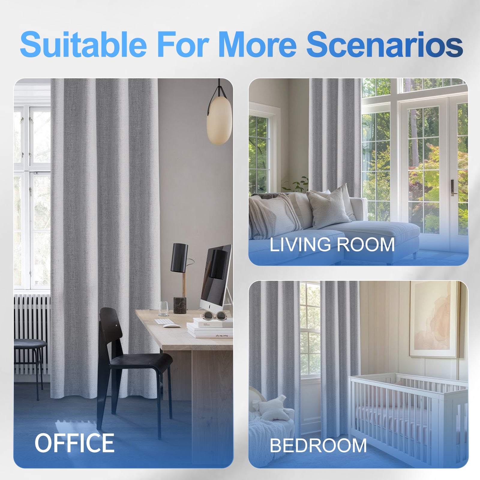 2 Pieces 100% Blackout Linen Curtains 140x175 cm Thermal