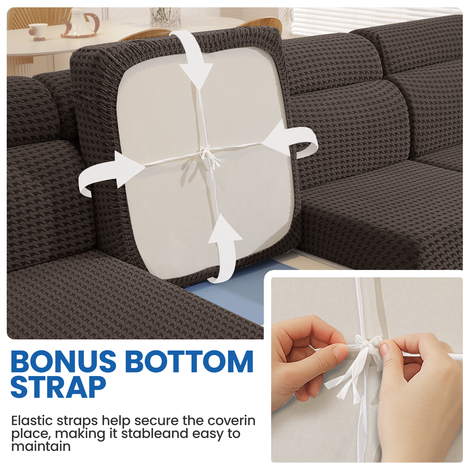 Ystyle 3-Seat Elastic Universal Sofa Seat Cushion Covers, Non-Slip Washable & Super Soft Slipcovers