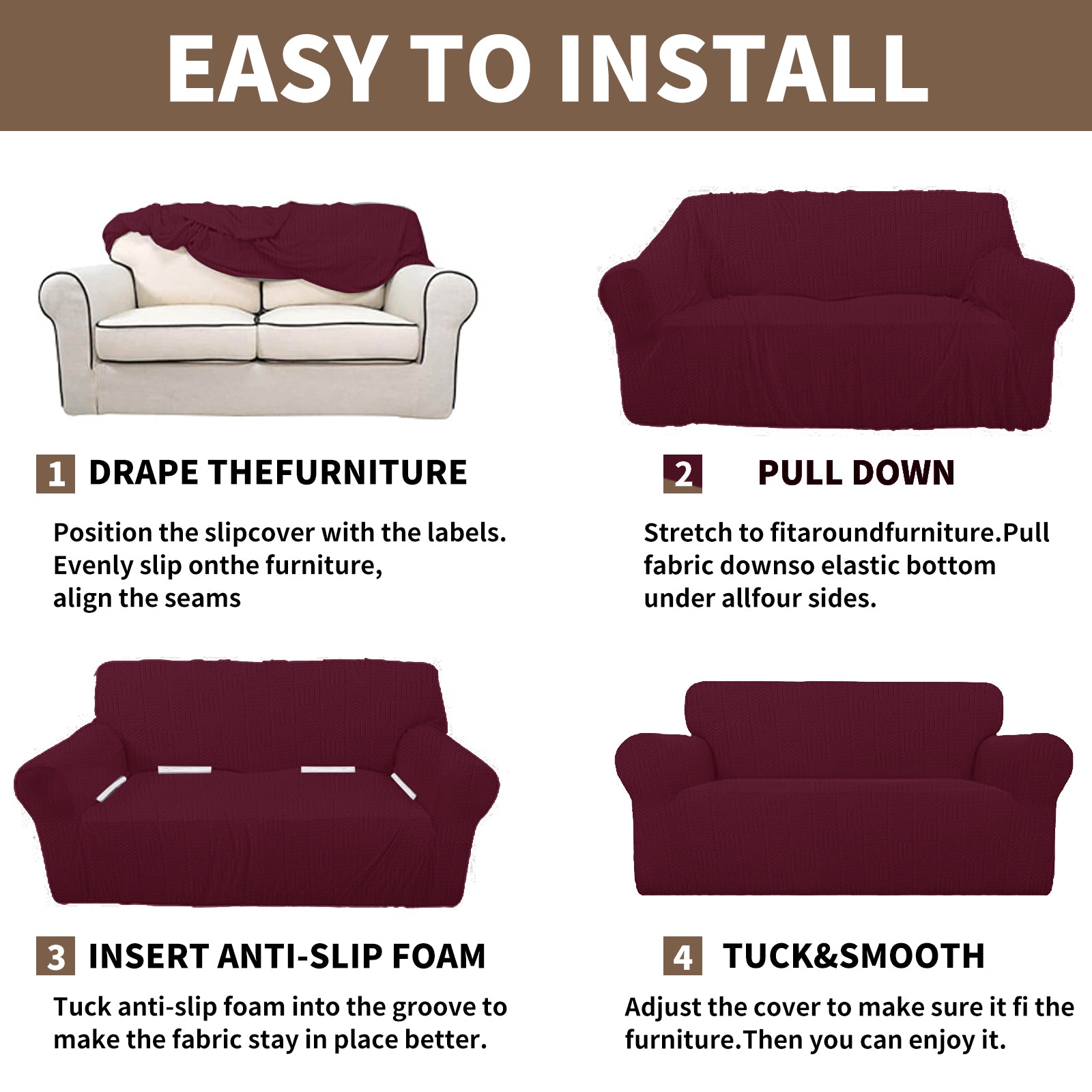 Copertura per divano a 3 posti YSTYLE Stretch 180-234 cm con motivo geometrico