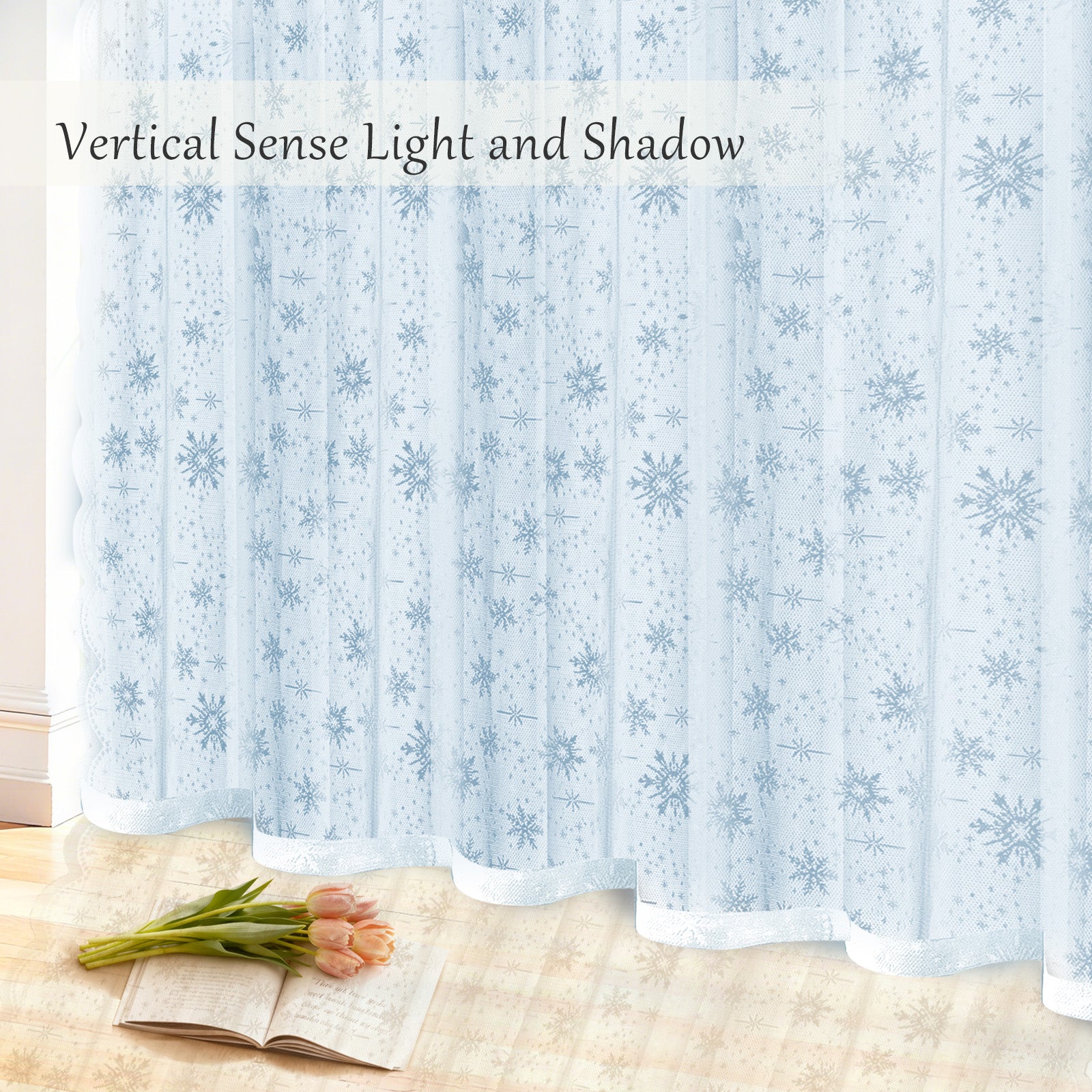 Ystyle 2 Panels Set, Semi-Sheer Indoor Curtains, 70x120cm, Classic Snowflake Pattern Lace Voile Curtains with Rod Pocket