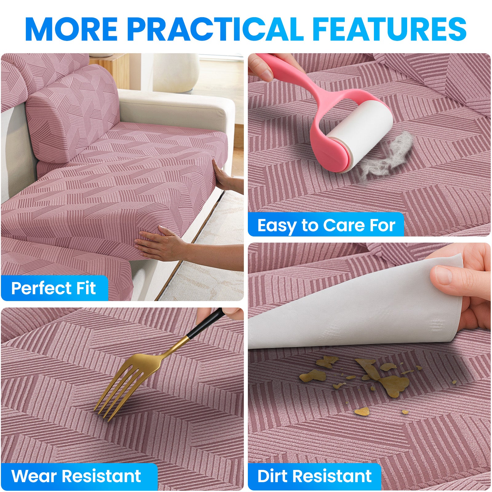 Ystyle Elastic Sofa Seat Cover, Universal Living Room Cushion Cover, Separate Sofa Cushion Slipcovers, Non-Slip, Stain-Resistant, Super Soft & Washable(2 Pieces+Chaise longue)