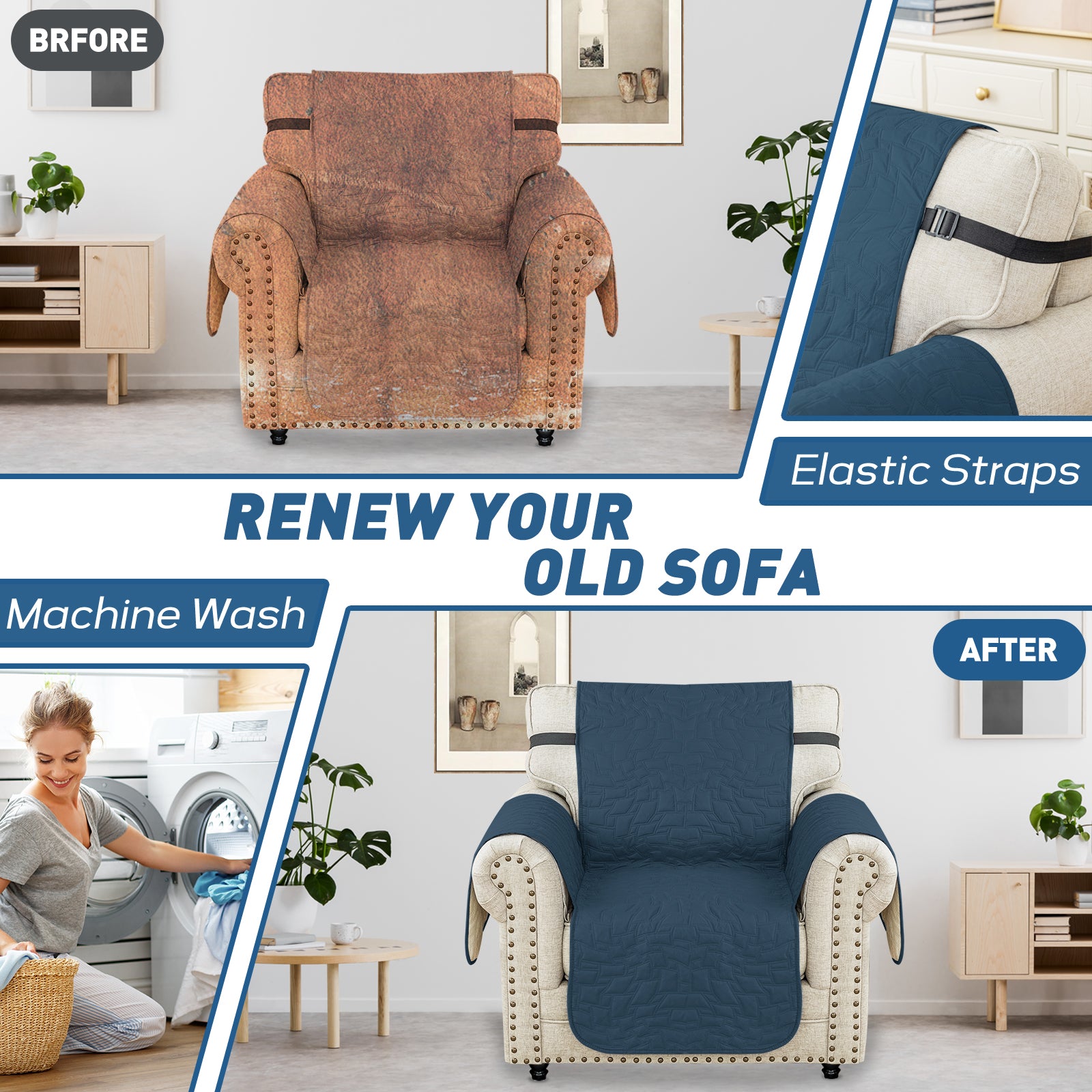 Copertura Impermeabile per Poltrona Singola con Braccioli e Funzione Antiscivolo | YSTYLE