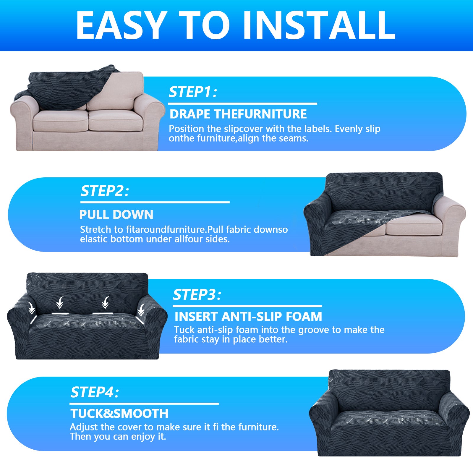 Ystyle 1-Seat Sofa Cover with Armrests, Elastic Universal Sofa Protector, Stain-Resistant & Non-Slip Sofa Slipcover, Anti-Scratch, Super Stretch, Machine Washable