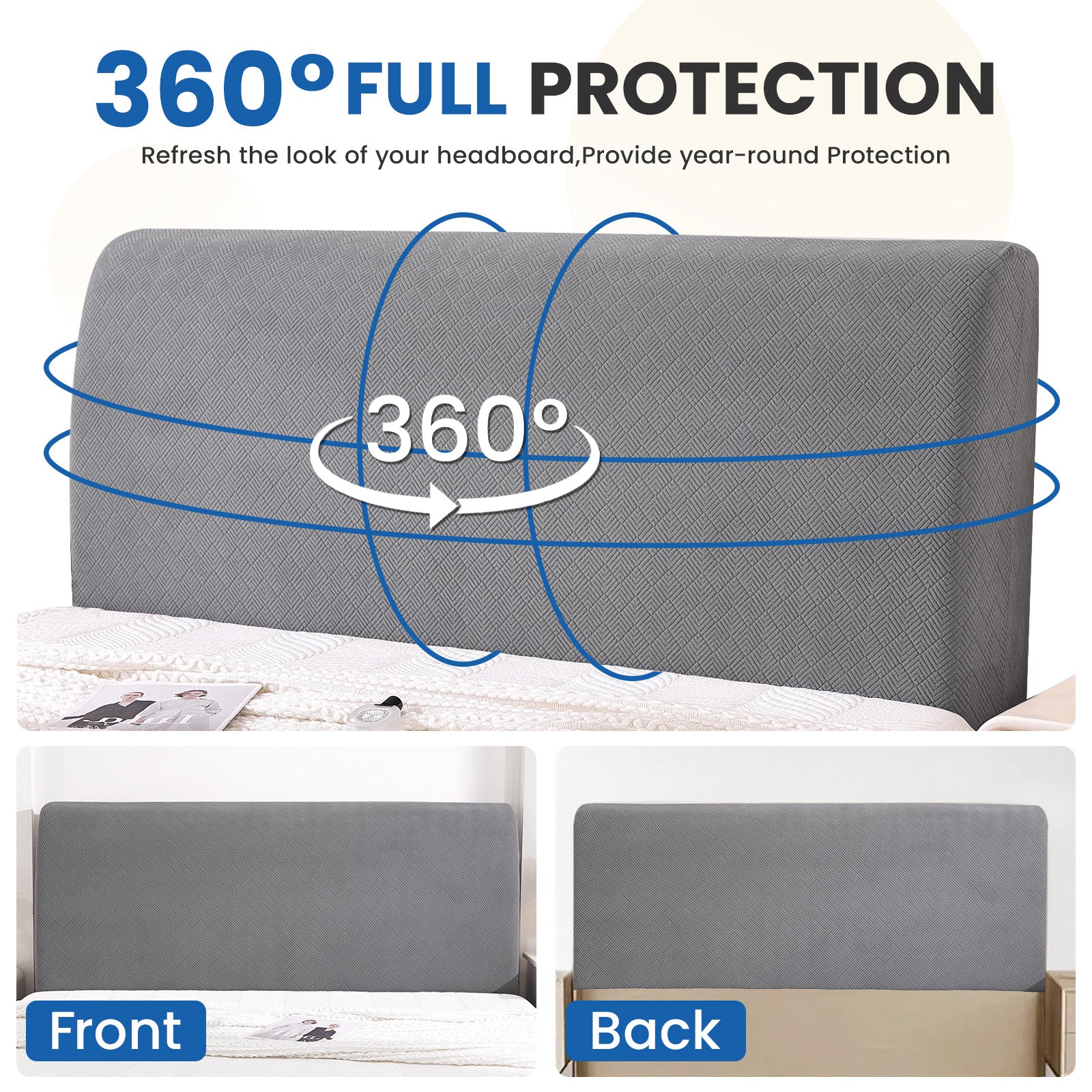 Ystyle 120cm Single Bed Headboard Cover Elasticated Headboard Slipcover, Universal Washable Single Bed Headboard Cover, Dust-Proof Headboard Protector