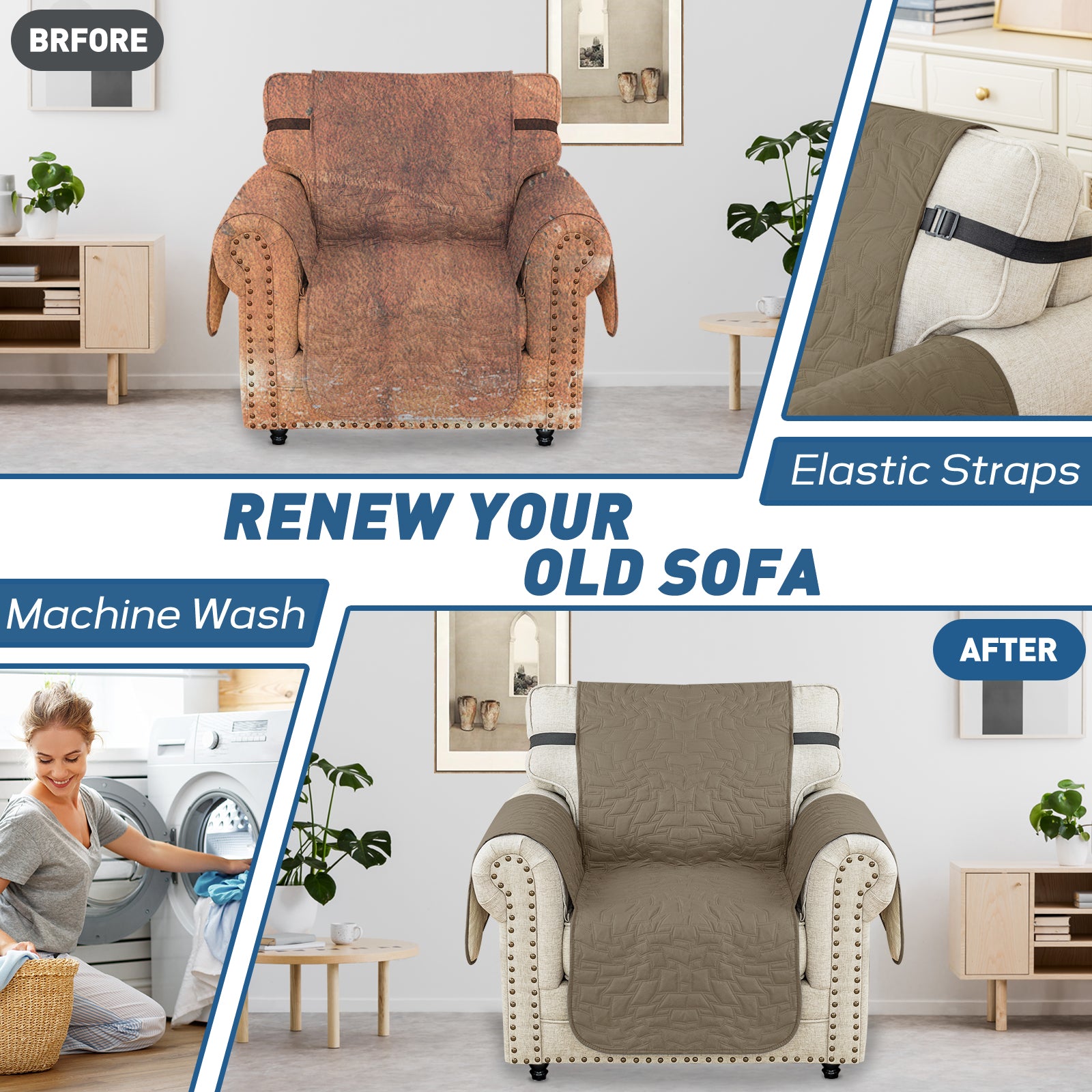 Copertura Impermeabile per Poltrona Singola con Braccioli e Funzione Antiscivolo | YSTYLE