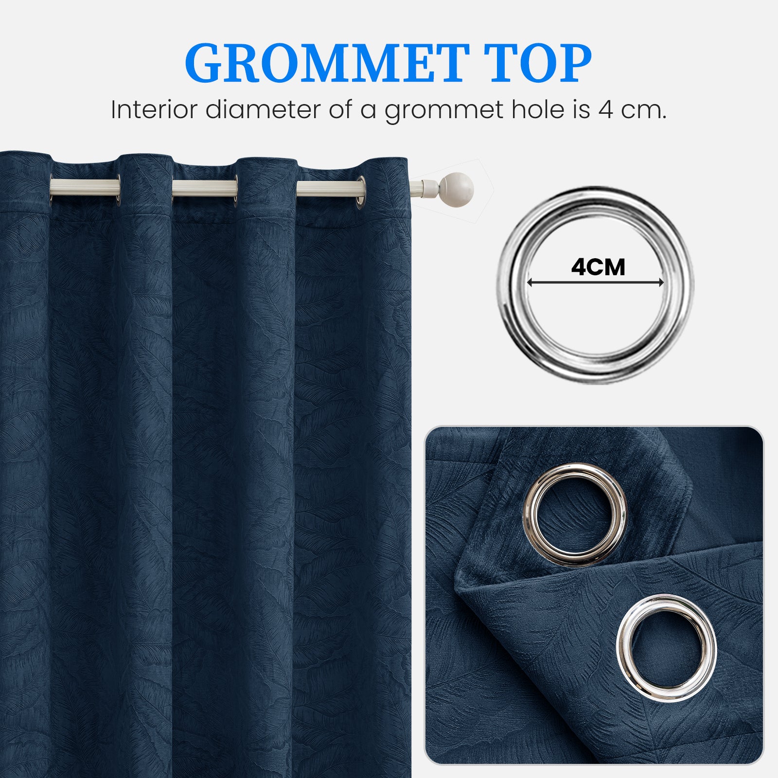 2 Pieces rideaux opacifiants with Stainless Steel Eyelets thermique Polyester Panels
