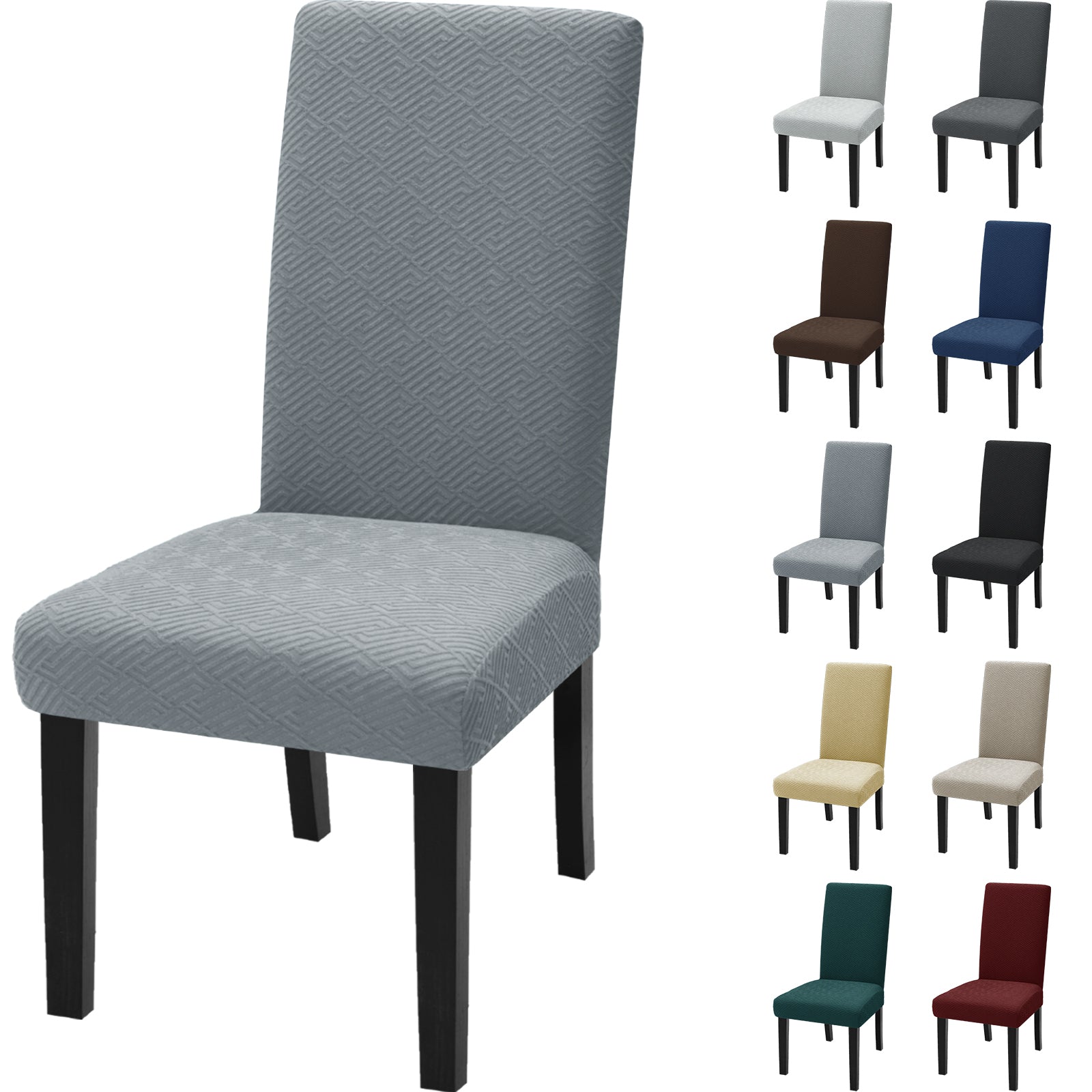Cubiertas de Silla Estirables YSTYLE - 4 Piezas, Ajuste Universal, Anti-Rayado, Lavables, Estilo Moderno - Espalda Jacquard
