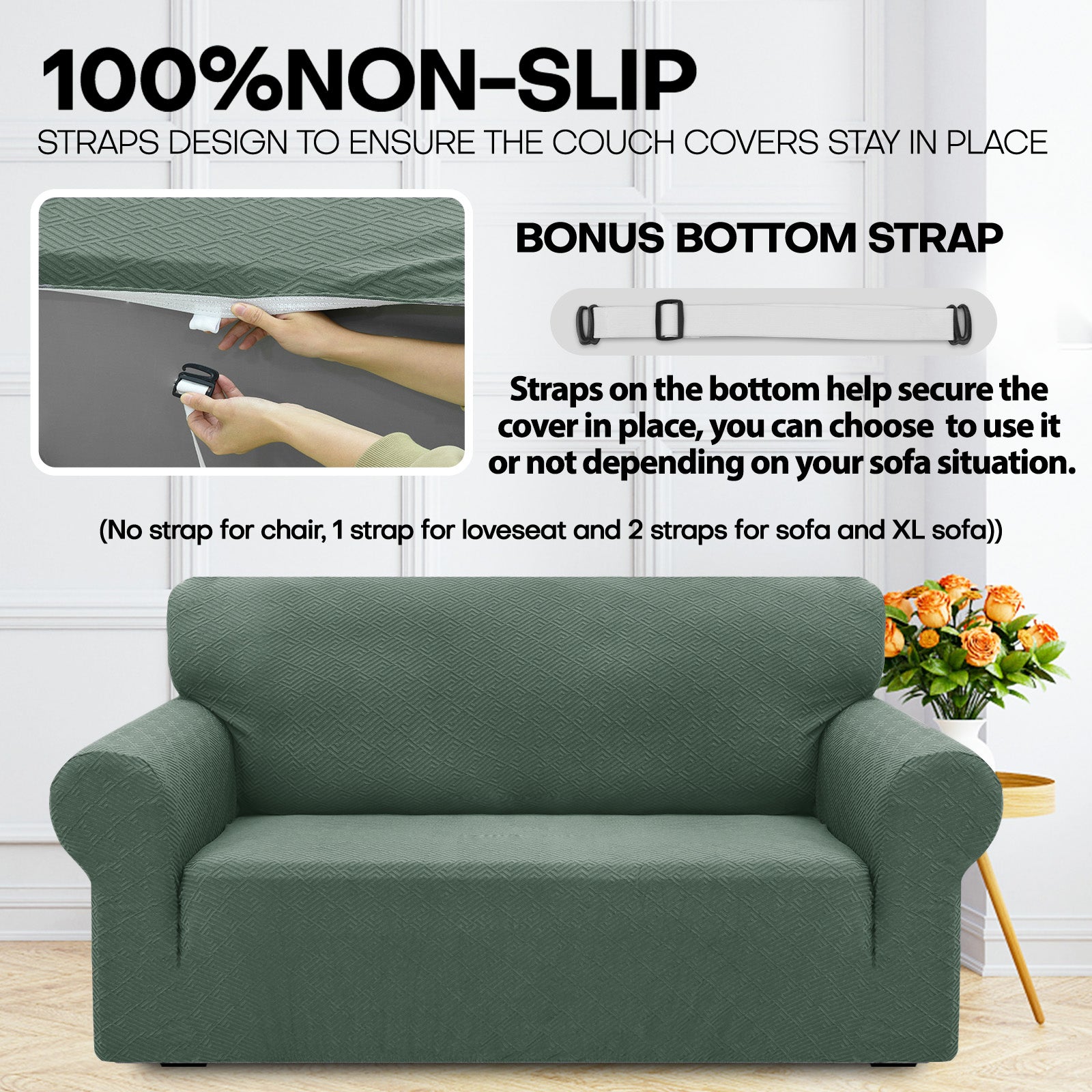 Manta para sofá de 3 asientos YSTYLE - Ajuste elástico, resistente a arañazos de mascotas, geométrico jacquard, antideslizante, lavable - Forma de espalda