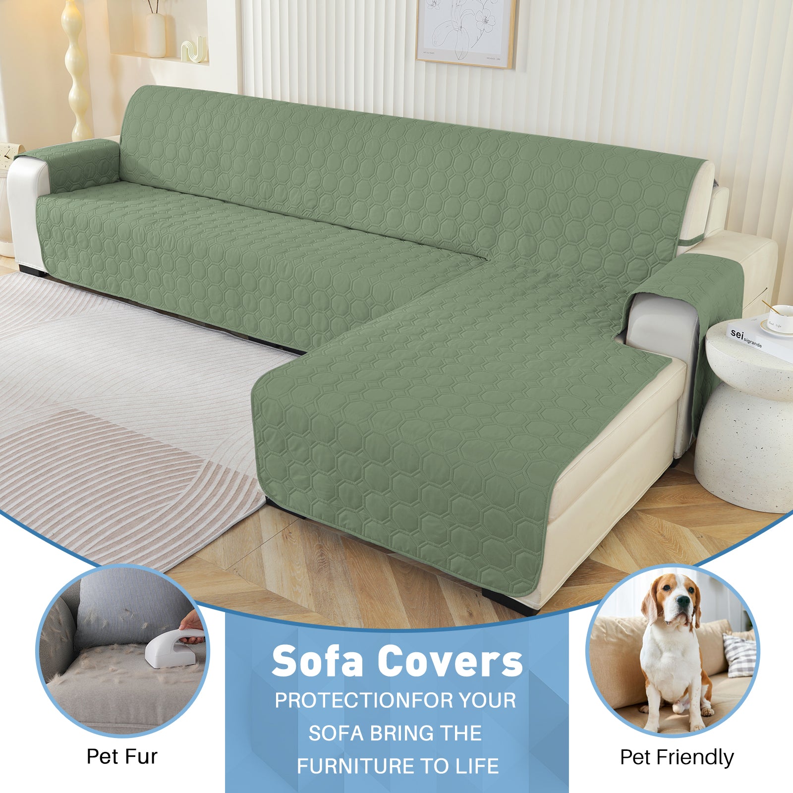 Copertura Impermeabile Reversibile per Divano Angolare a 2 Posti Penisola | YSTYLE