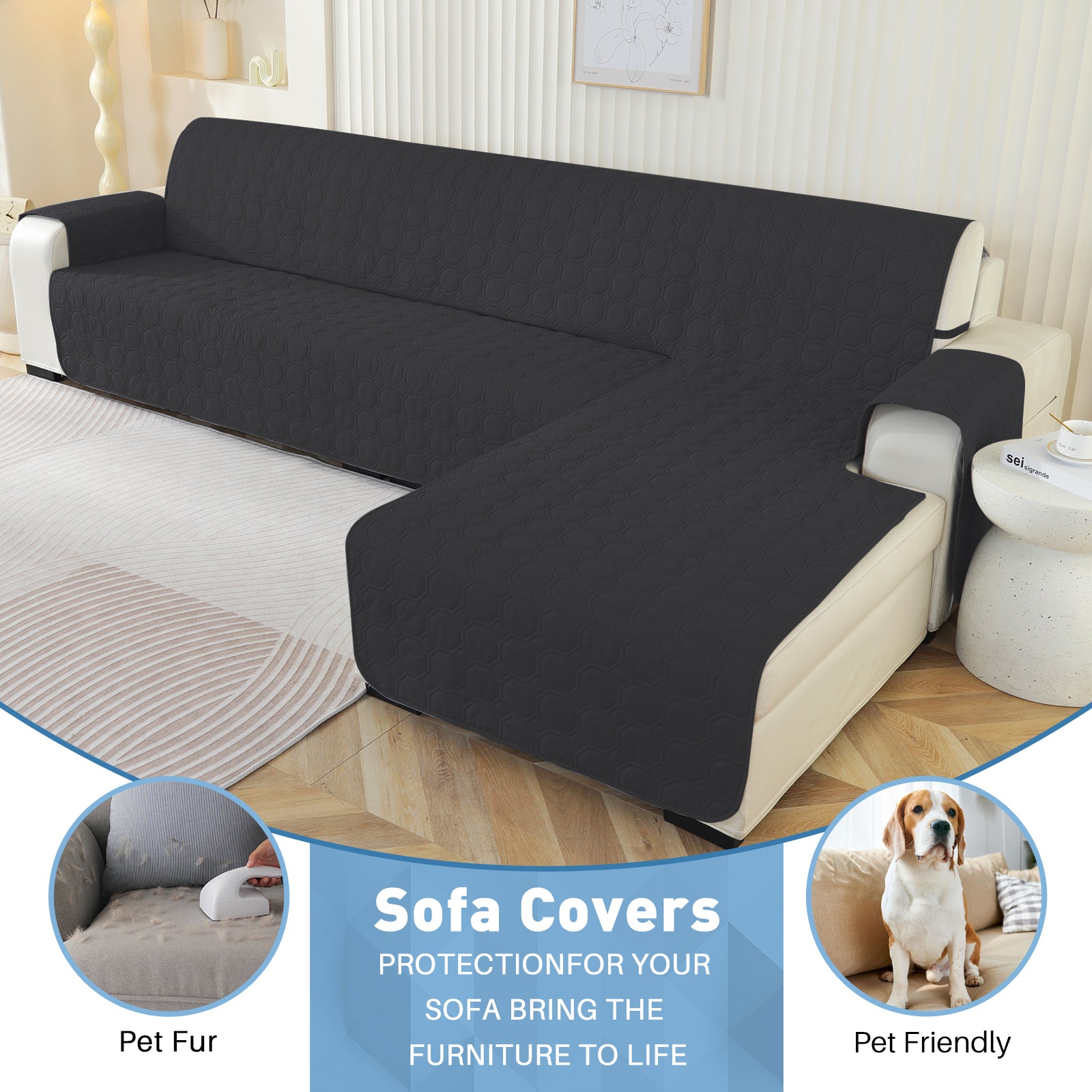 Copertura Impermeabile Reversibile per Divano Angolare a 2 Posti Penisola | YSTYLE