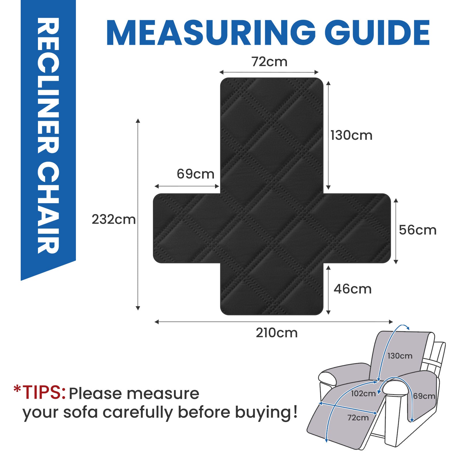 YSTYLE Waterproof Armchair Cover with Pockets and Non Slip Backing-YSTYLE