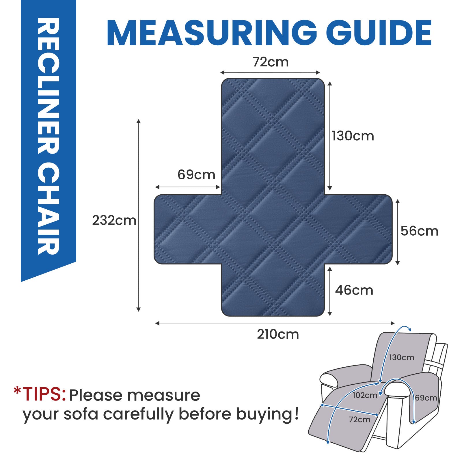 YSTYLE Waterproof Armchair Cover with Pockets and Non Slip Backing-YSTYLE