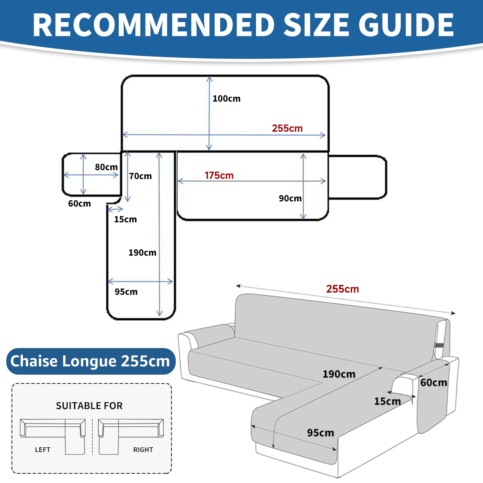 Copertura Impermeabile Reversibile per Divano Angolare a 3 Posti Penisola | YSTYLE