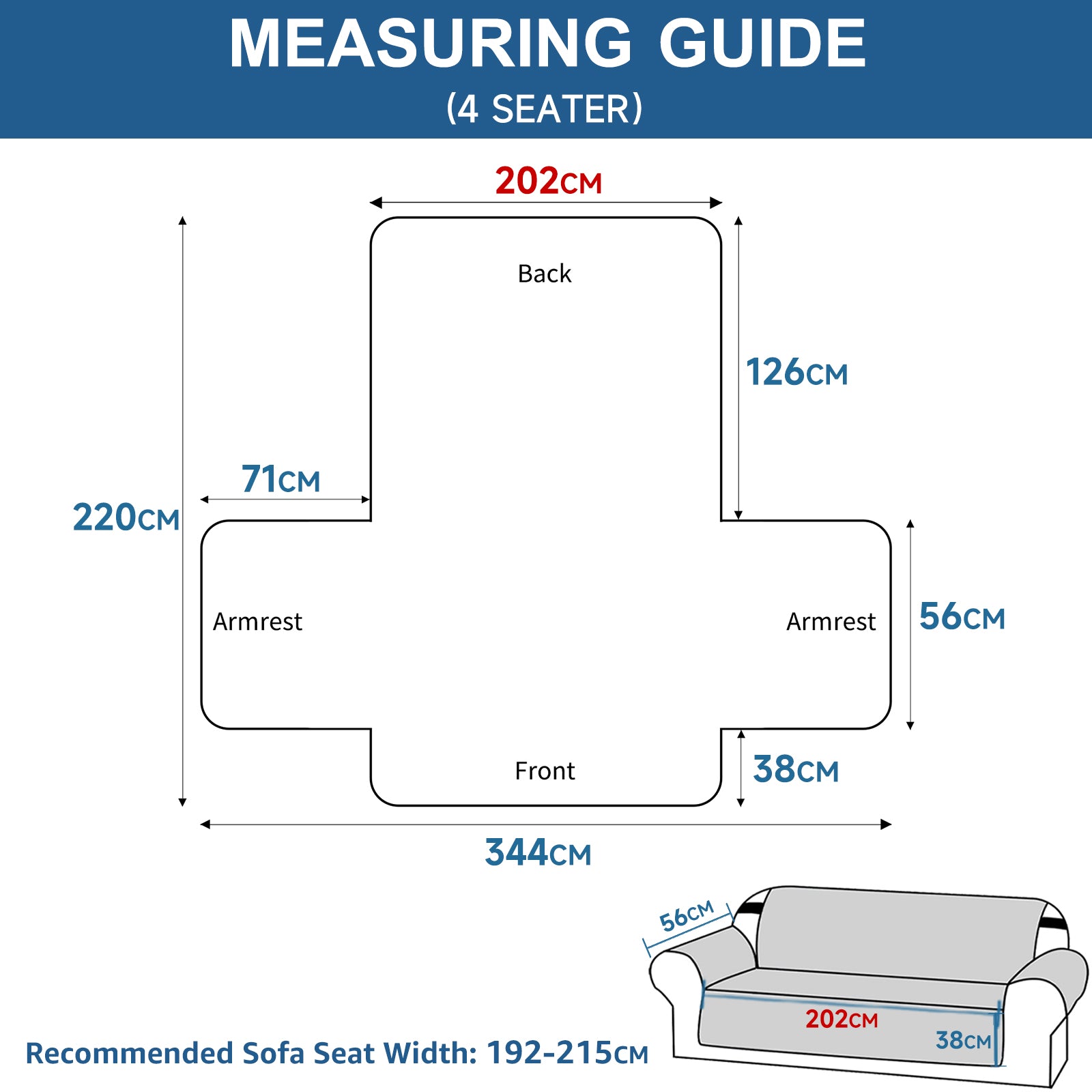 YSTYLE Wasserdichte Sofahülle für 4-Sitzer mit Armlehnen, Anti-Rutsch