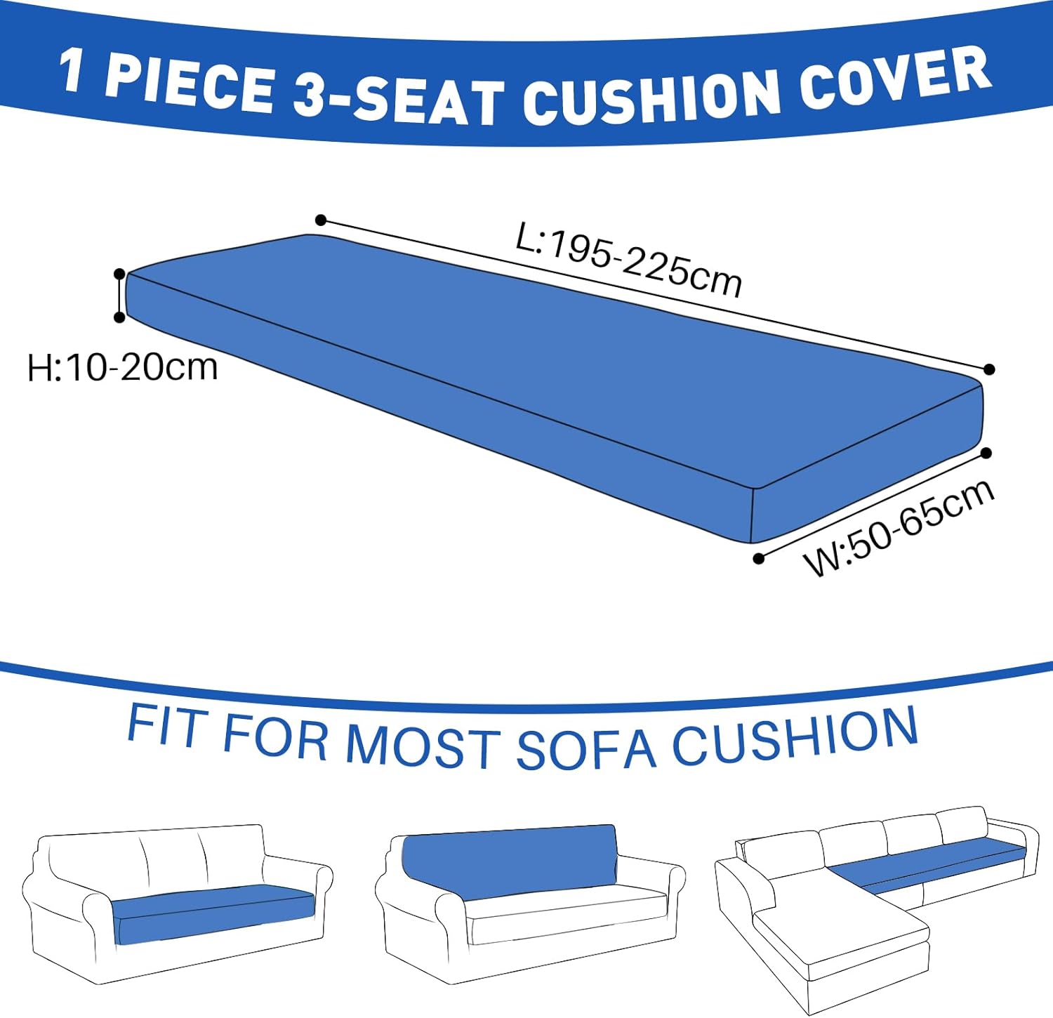 YSTYLE 3 Seater Sofa Cushion Cover – Stretch Fit, Universal Use, Anti-Slip, Scratch Resistant, Geometric Design-Rhombic