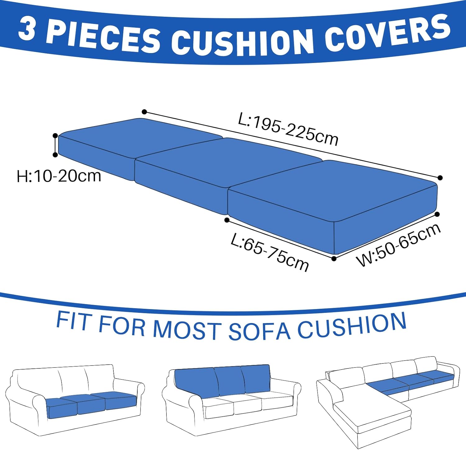 YSTYLE 3 Pieces Sofa Cushion Cover – Stretch Fit, Universal Use, Anti-Slip, Scratch Resistant, Geometric Design-Rhombic