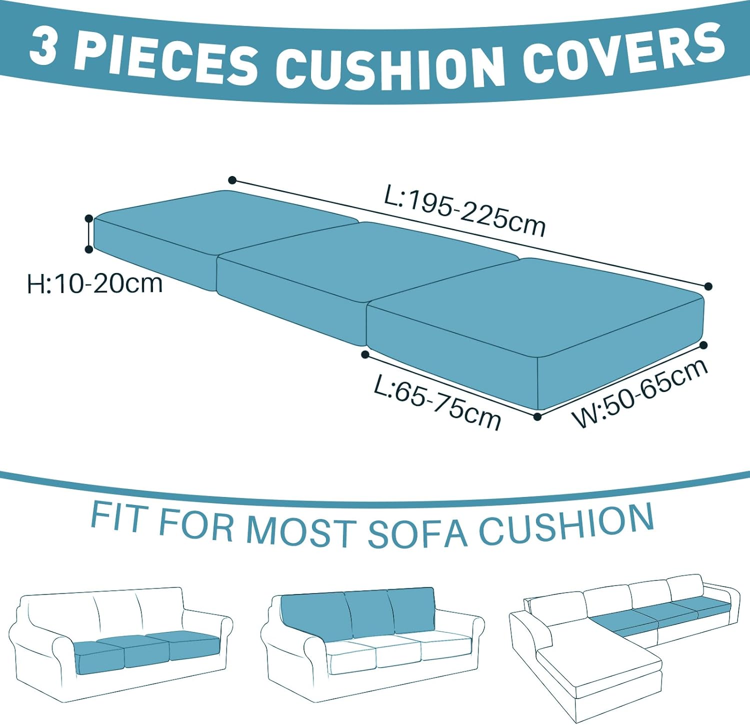 YSTYLE Sofá 3 Piezas Manta de Asiento – Ajuste Elástico, Antideslizante, Patrón Geométrico, Uso Universal, Protección Total - Patrón Entrelazado