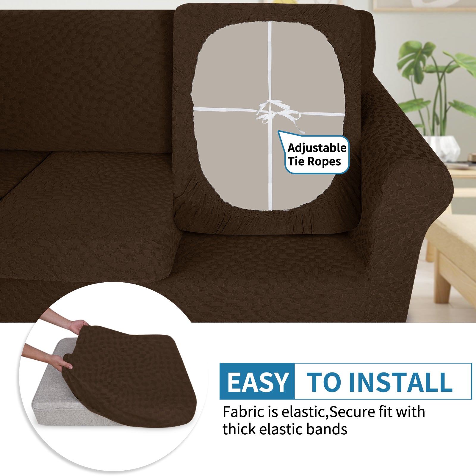 Housse de siège de canapé extensible YSTYLE 1 place géométrique anti-dérapant