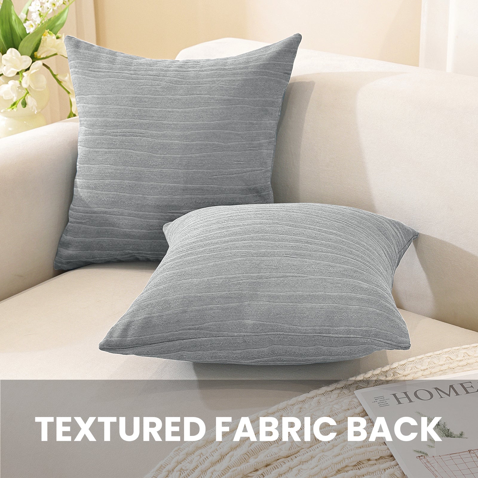 Ystyle 2 Pieces Cushion Covers Sofa 60 x 60 cm, Minimalist Colourful Cushion Cover, Invisible Zipper, Decorative Pillowcases, Sofa Living Room, Bedroom