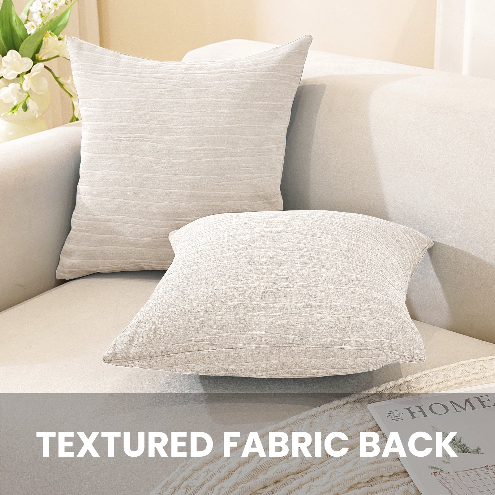 Ystyle 2 Pieces Cushion Covers Sofa 60 x 60 cm, Minimalist Colourful Cushion Cover, Invisible Zipper, Decorative Pillowcases, Sofa Living Room, Bedroom