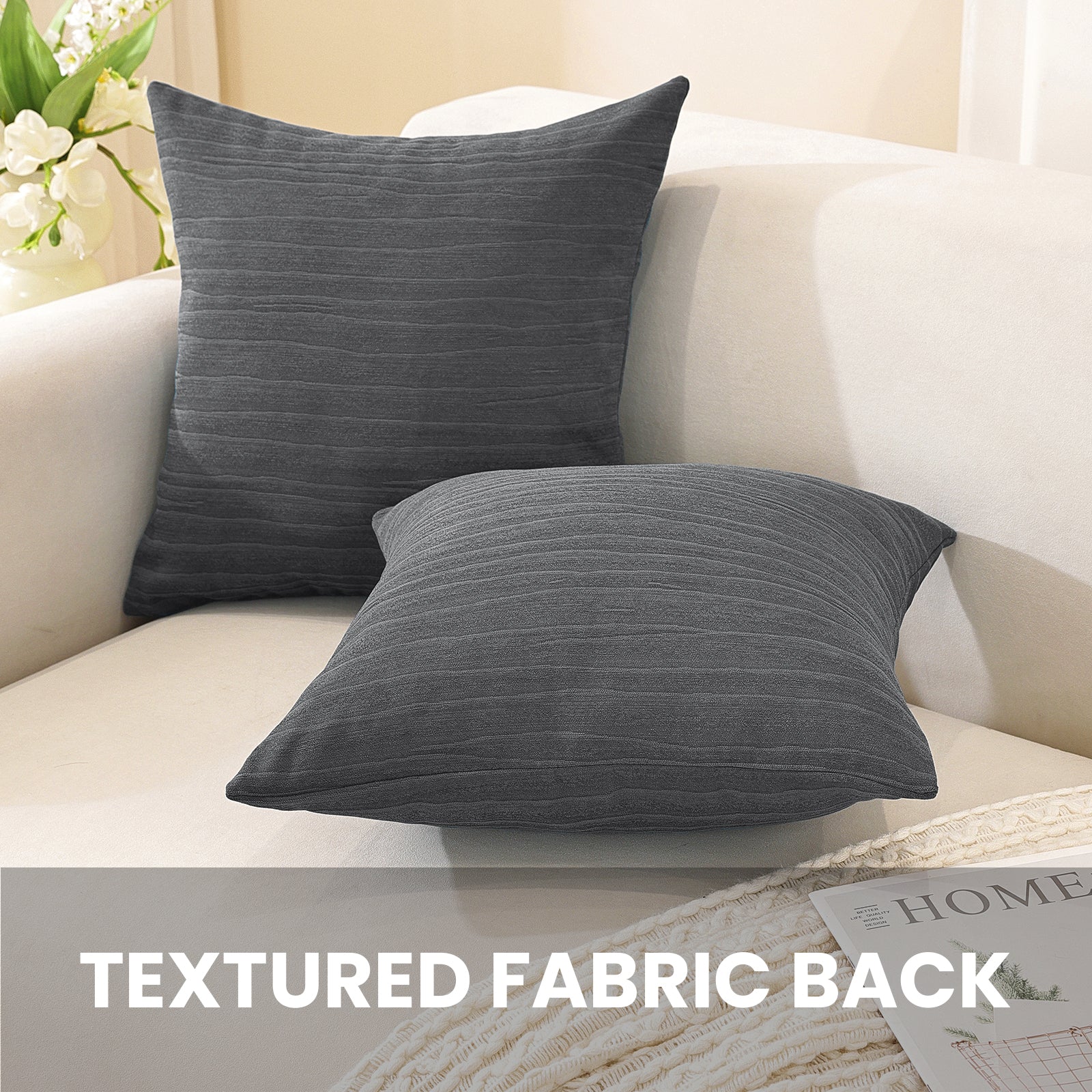 Ystyle 2 Pieces Cushion Covers Sofa 60 x 60 cm, Minimalist Colourful Cushion Cover, Invisible Zipper, Decorative Pillowcases, Sofa Living Room, Bedroom