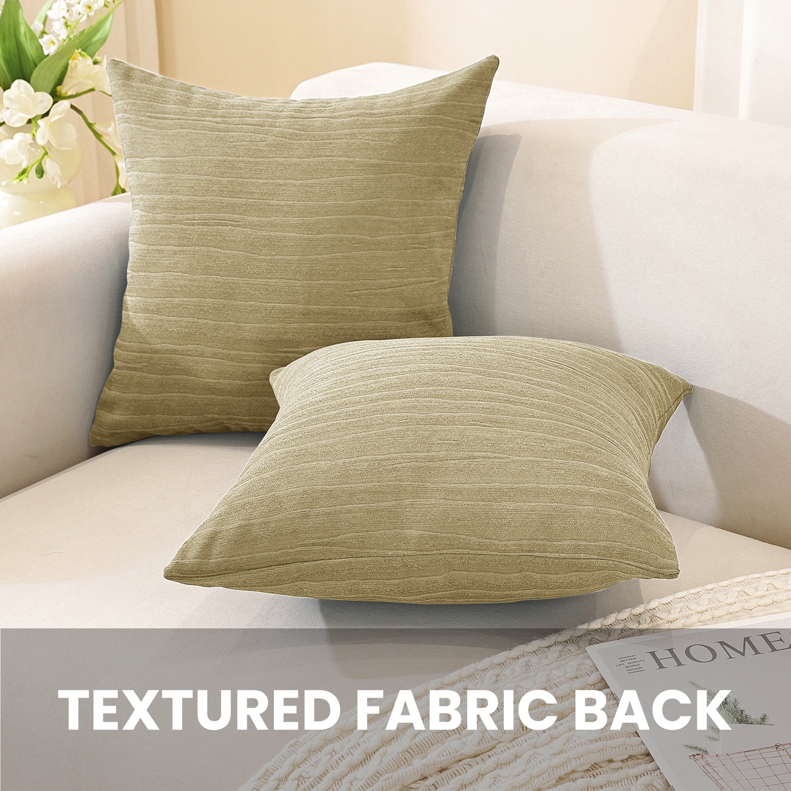 Ystyle 2 Pieces Cushion Covers Sofa 60 x 60 cm, Minimalist Colourful Cushion Cover, Invisible Zipper, Decorative Pillowcases, Sofa Living Room, Bedroom