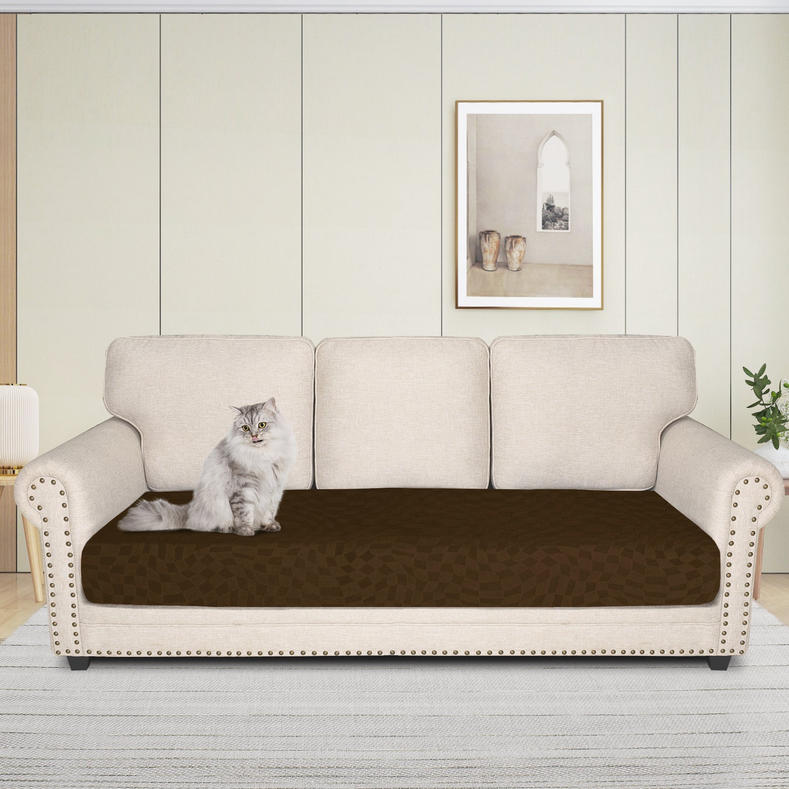 YSTYLE Stretch Sofa Seat Cover 3 Seater Geometric Anti Slip-YSTYLE