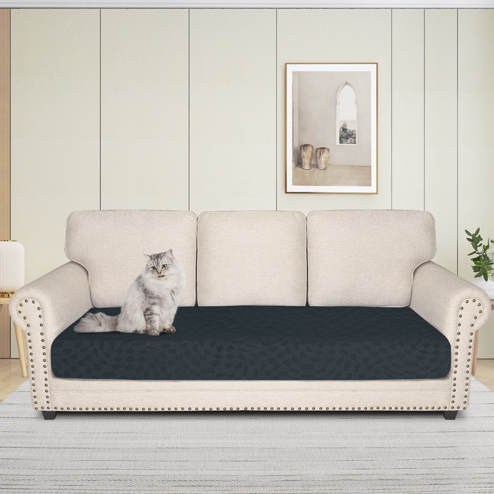 YSTYLE Stretch Sofa Seat Cover 3 Seater Geometric Anti Slip-YSTYLE