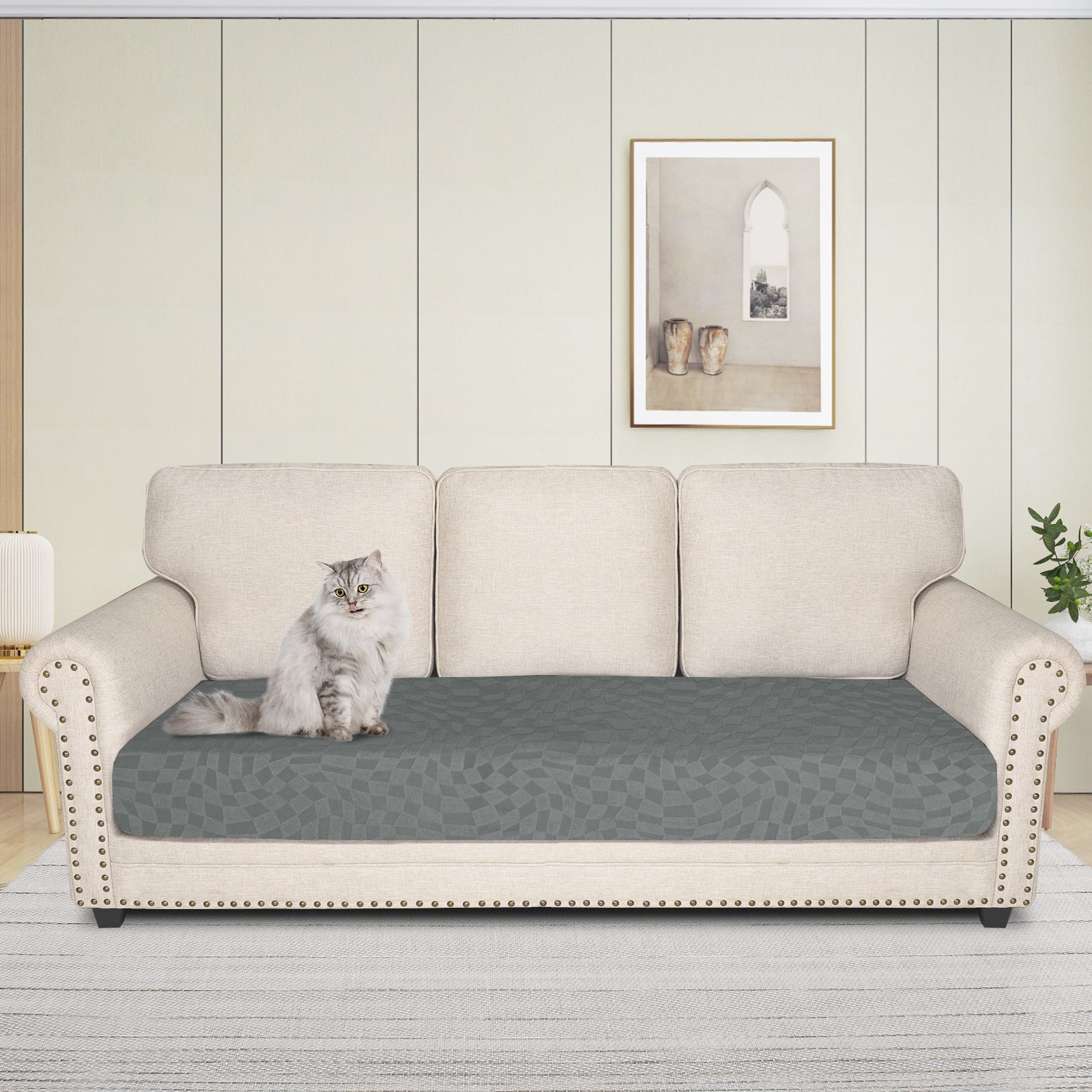 YSTYLE Stretch Sofa Seat Cover 3 Seater Geometric Anti Slip-YSTYLE