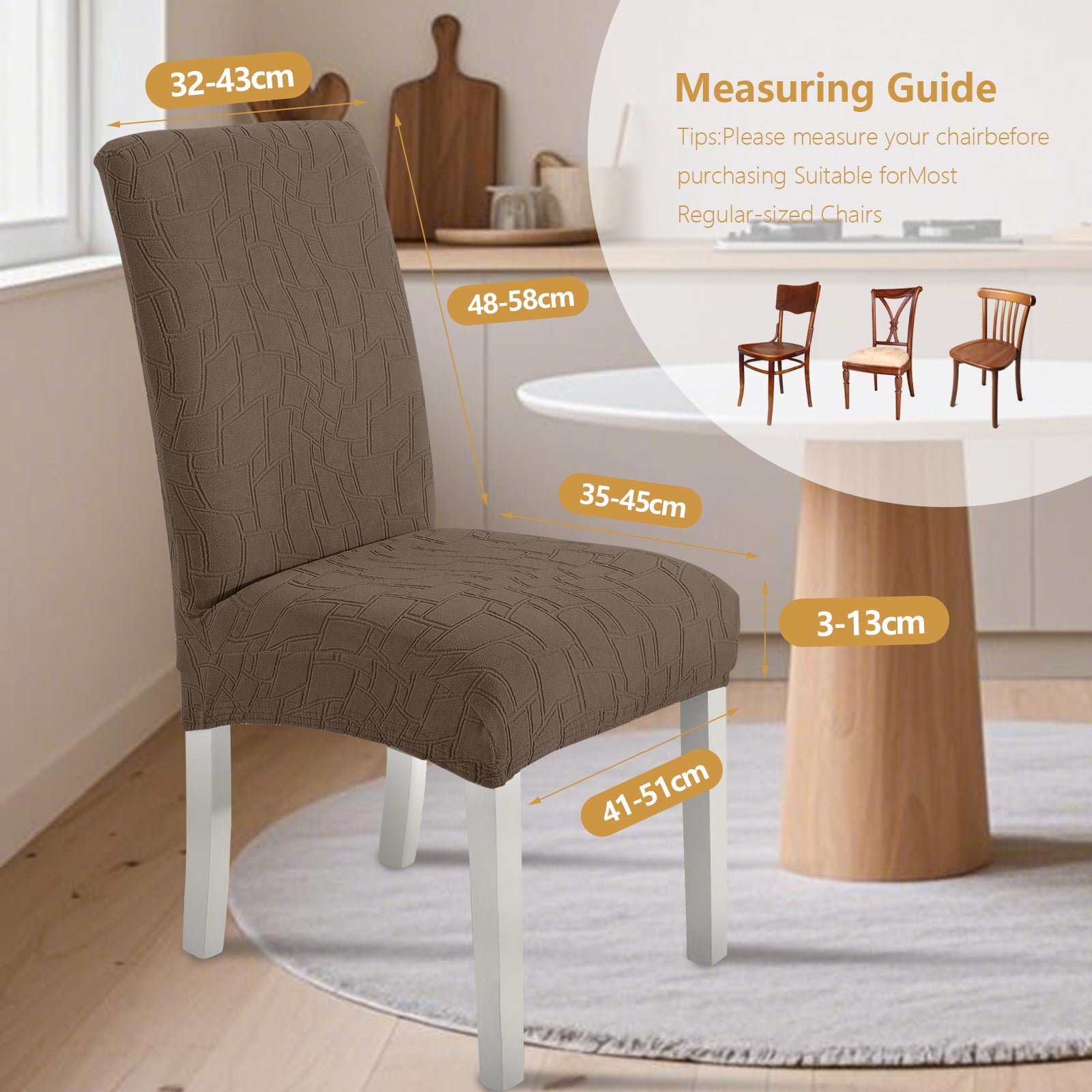 Ystyle 6-Piece Chair Covers with Backrest, Elastic Living Room Kitchen Chair Slipcovers, Soft Comfortable Anti-Scratch Chair Covers, Easy to Clean and Durable, Washable Removable