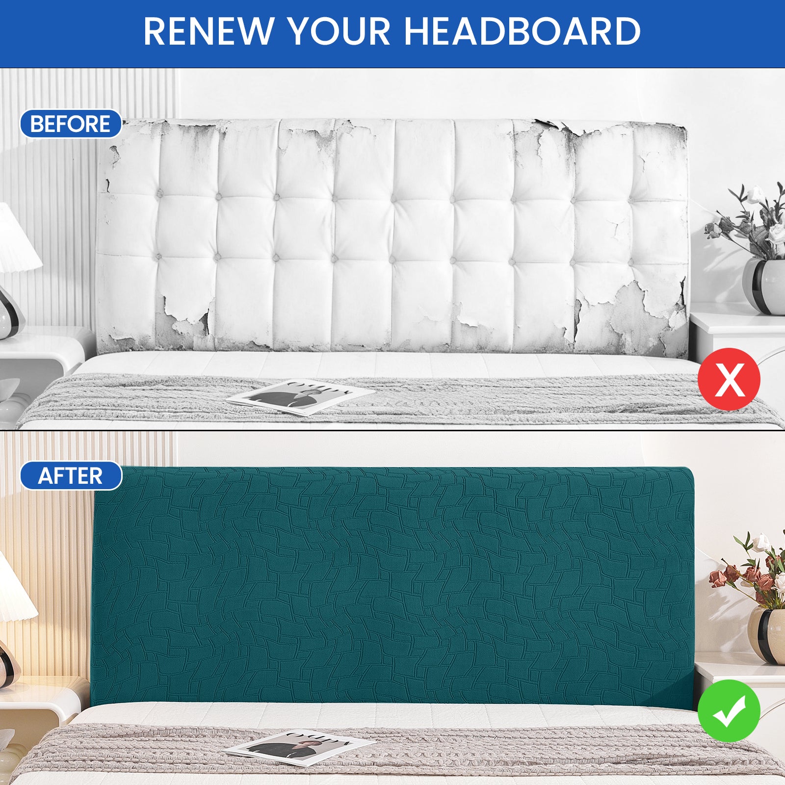 YSTYLE Universal Elastic 180cm Headboard Cover Dustproof Washable