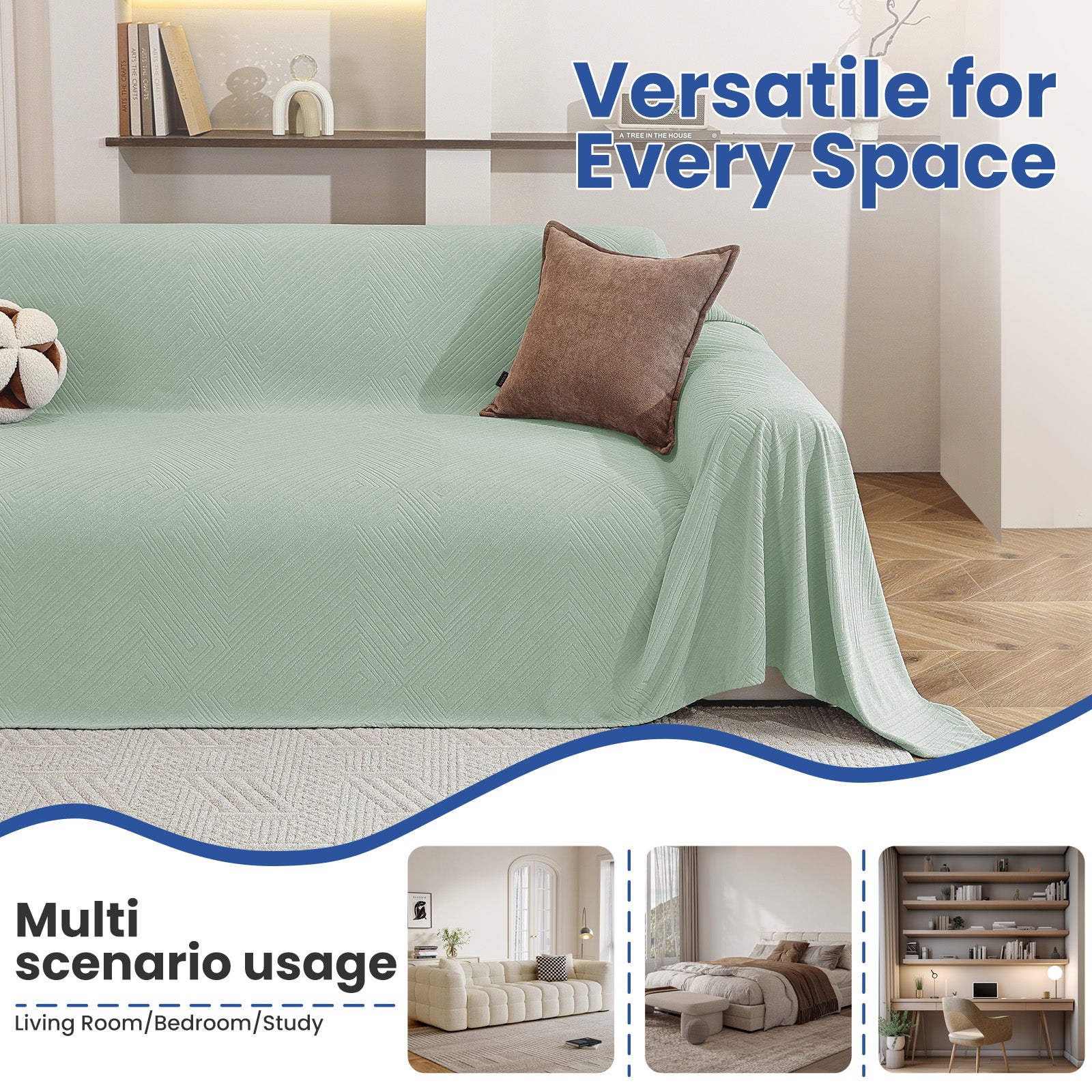 Ystyle 3 Seater Sofa Cover, 180x340 cm, Anti-Claw Protection, Soft Universal Sofa Cover, Anti-Dust, Large Size Modern Washable Sofa Throw