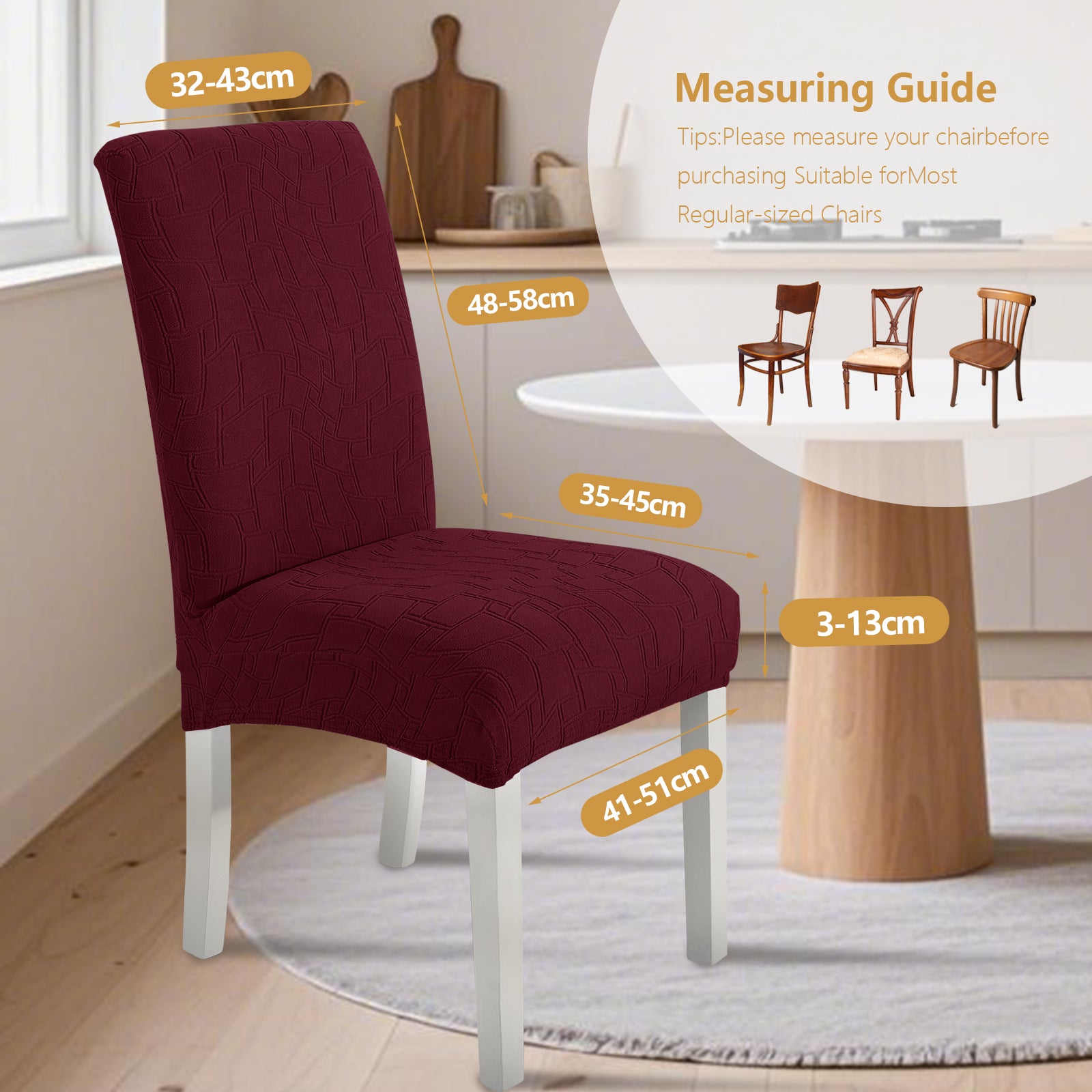 Ystyle 6-Piece Chair Covers with Backrest, Elastic Living Room Kitchen Chair Slipcovers, Soft Comfortable Anti-Scratch Chair Covers, Easy to Clean and Durable, Washable Removable