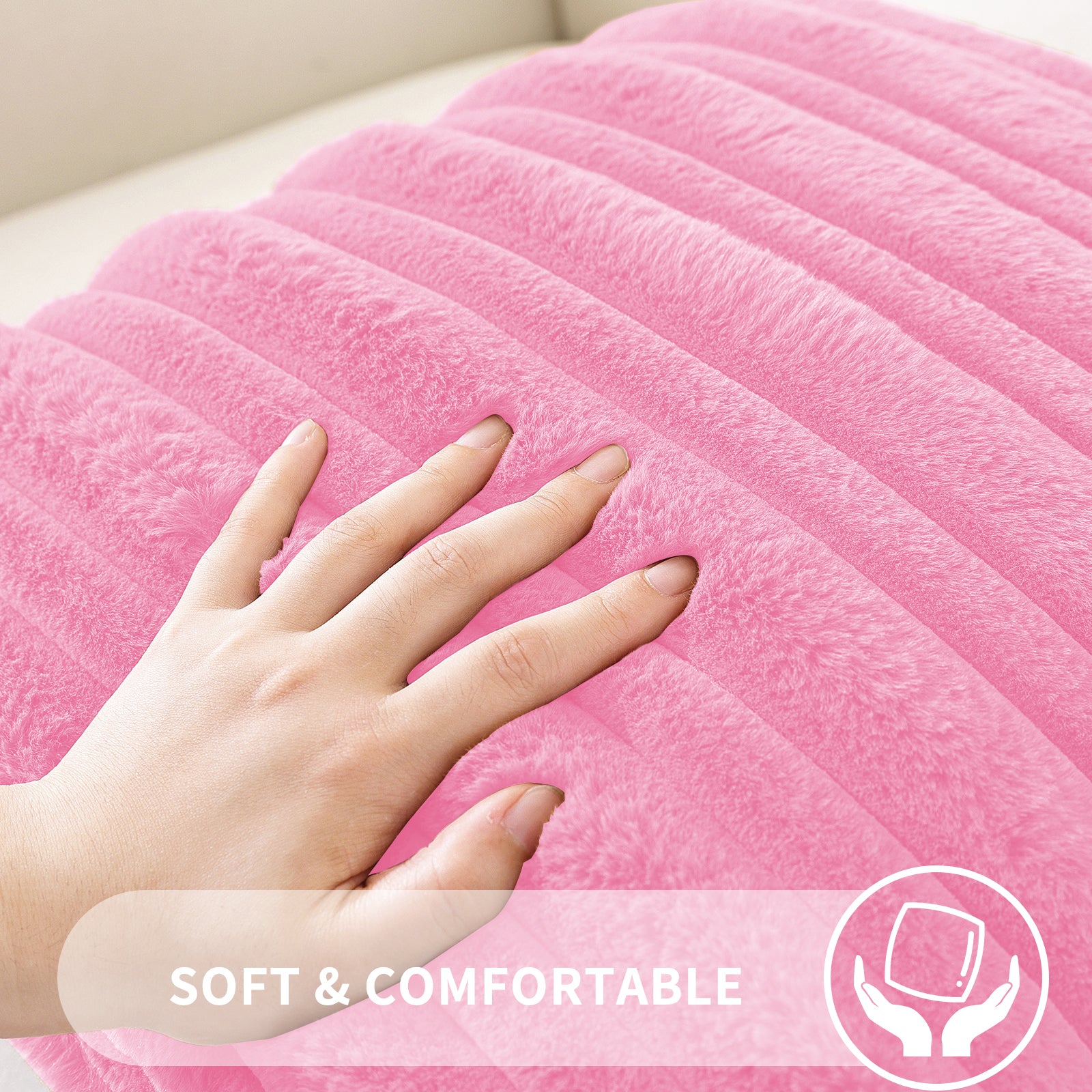 Ystyle Set of 2 Velvet Cushion Cover 50 x 50, Super Soft Striped Cushion Covers, Decoration Cushion Covers with Heart-Shaped Zipper, for Sofa Chair Bed Living Room