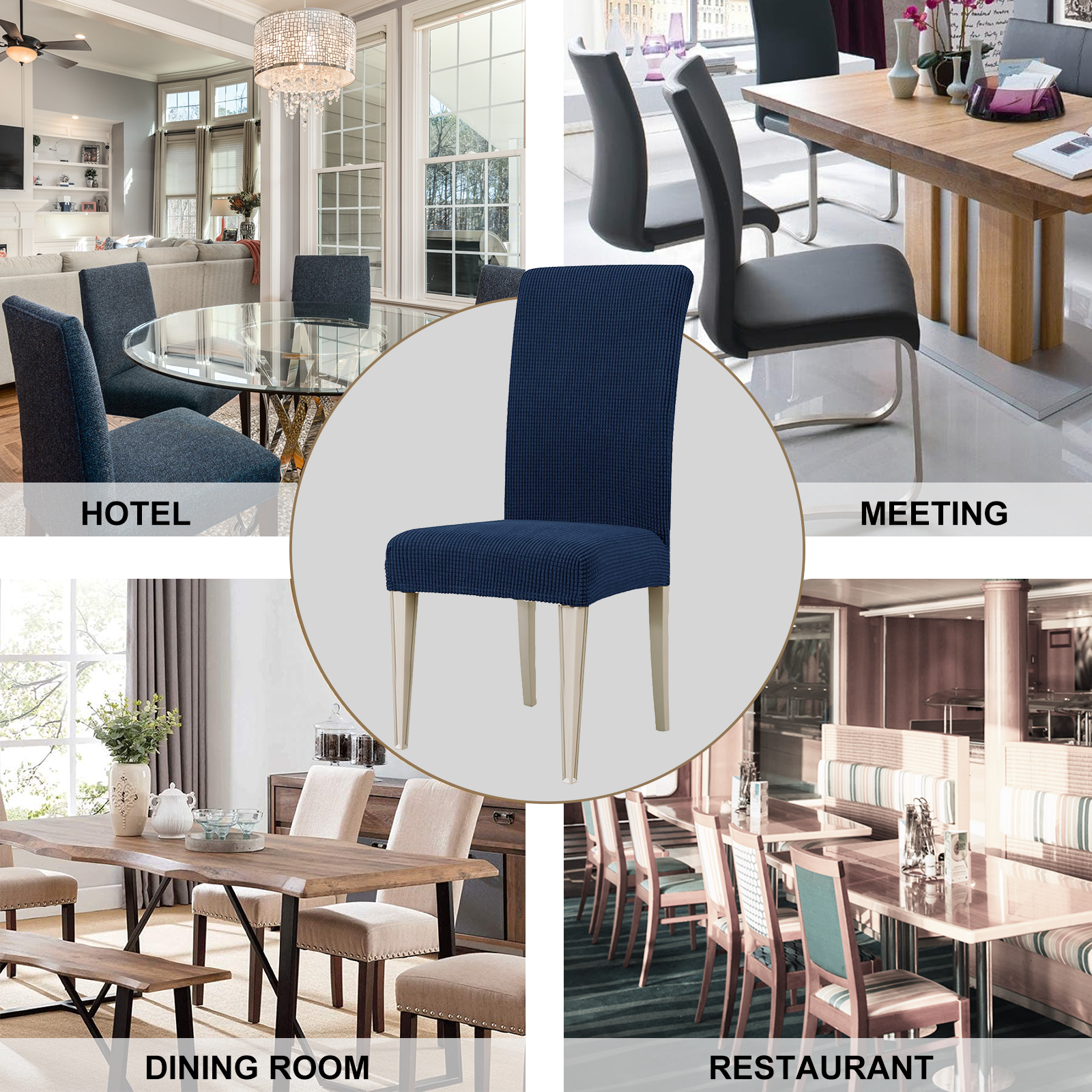 YSTYLE 6 Pieces Stretch Dining Chair Covers Jacquard Pattern