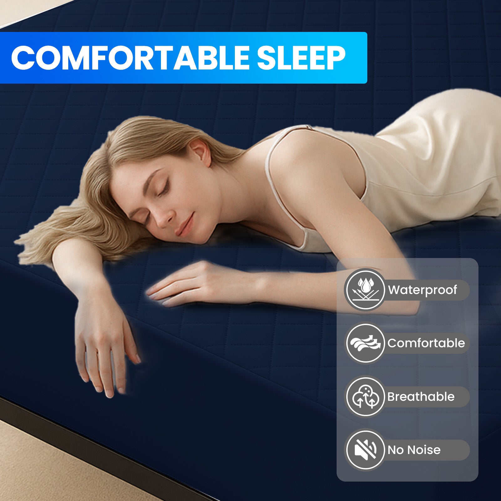 Waterproof Mattress Protector 90x190cm with Deep Pocket