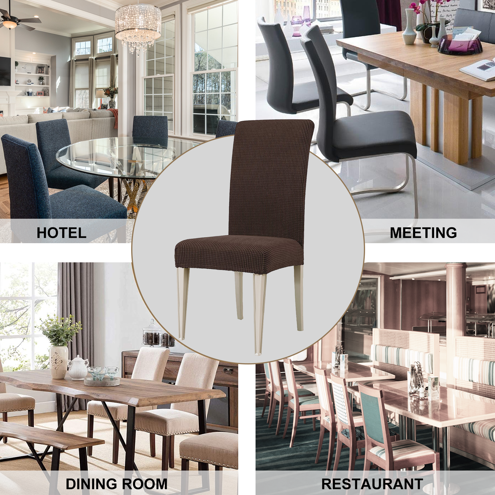 YSTYLE 6 Pieces Stretch Dining Chair Covers Jacquard Pattern