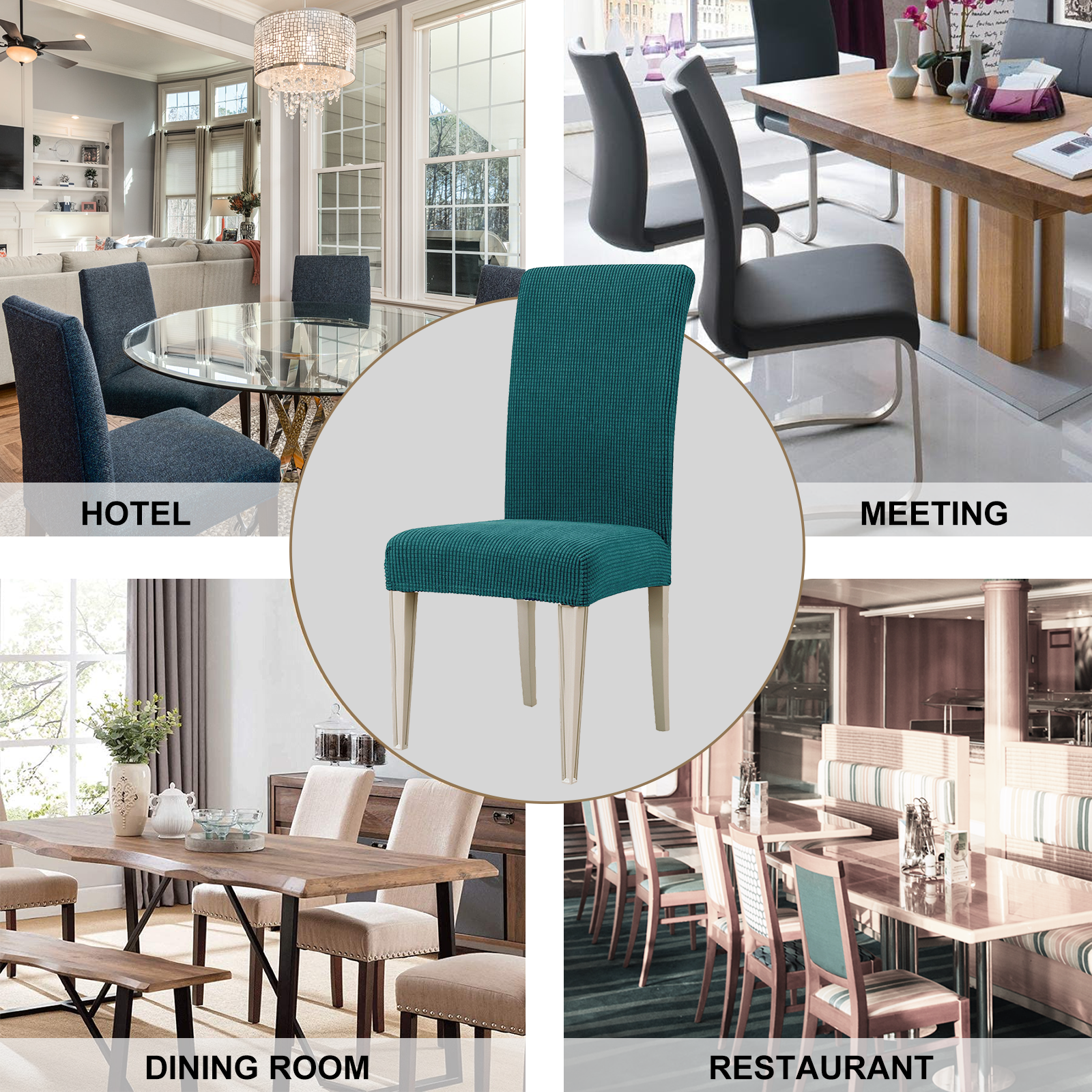 YSTYLE 4 pezzi di coprisedie elasticizzate per sala da pranzo motivo jacquard