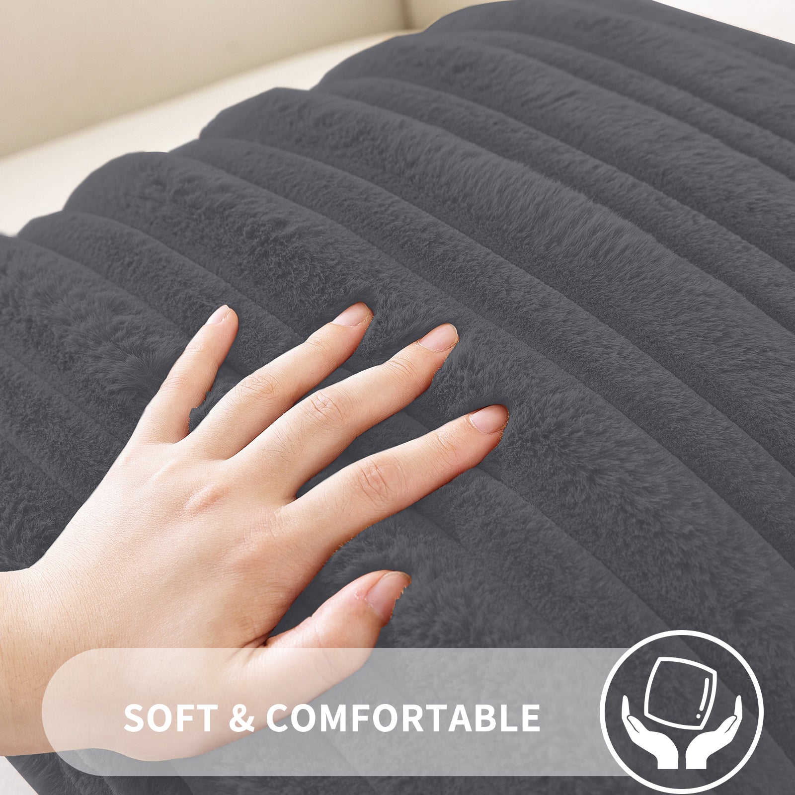 Ystyle Set of 2 Velvet Cushion Cover 50 x 50, Super Soft Striped Cushion Covers, Decoration Cushion Covers with Heart-Shaped Zipper, for Sofa Chair Bed Living Room