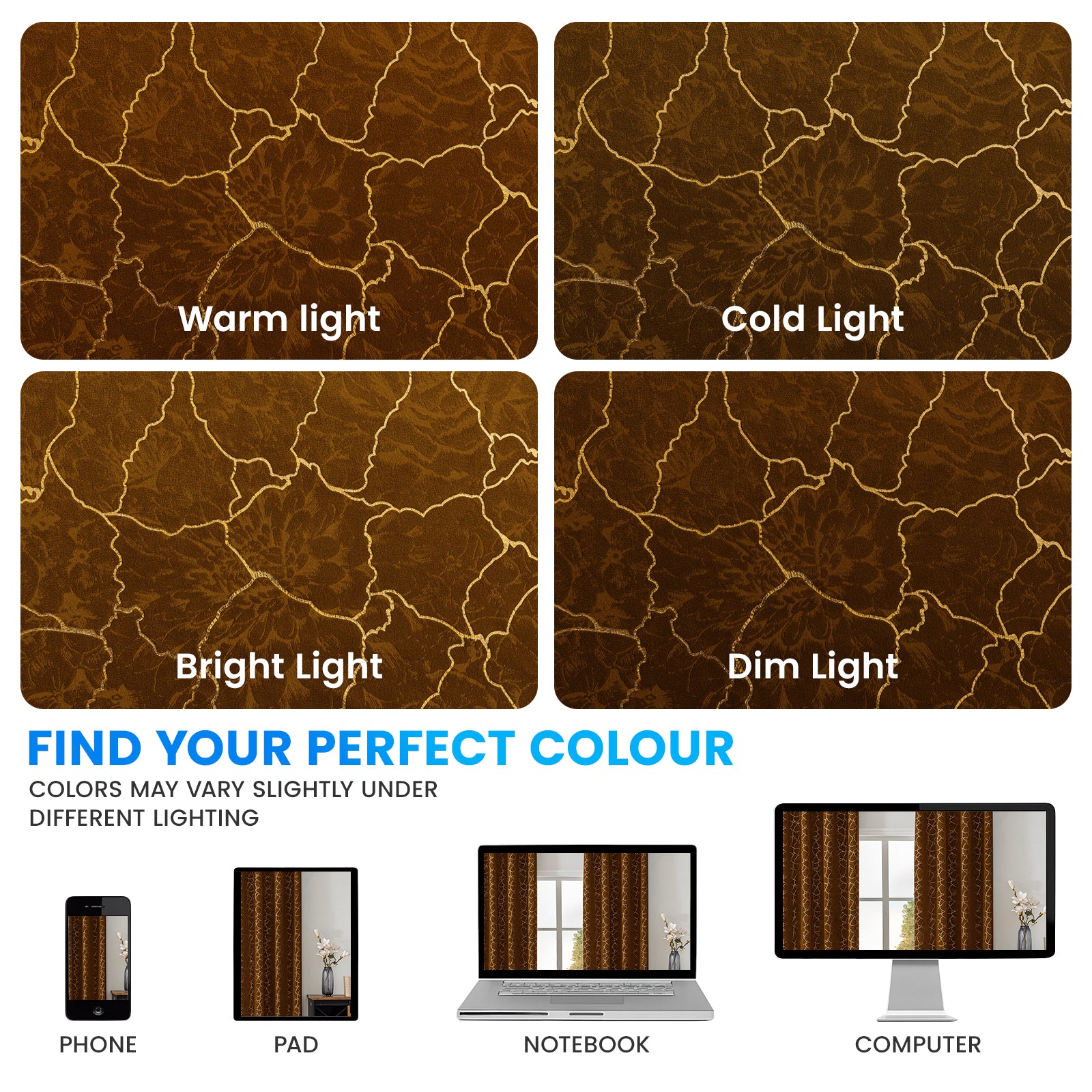 Ystyle 2 Stück Samt Verdunklungs Vorhänge 140x225 cm Gold Druck