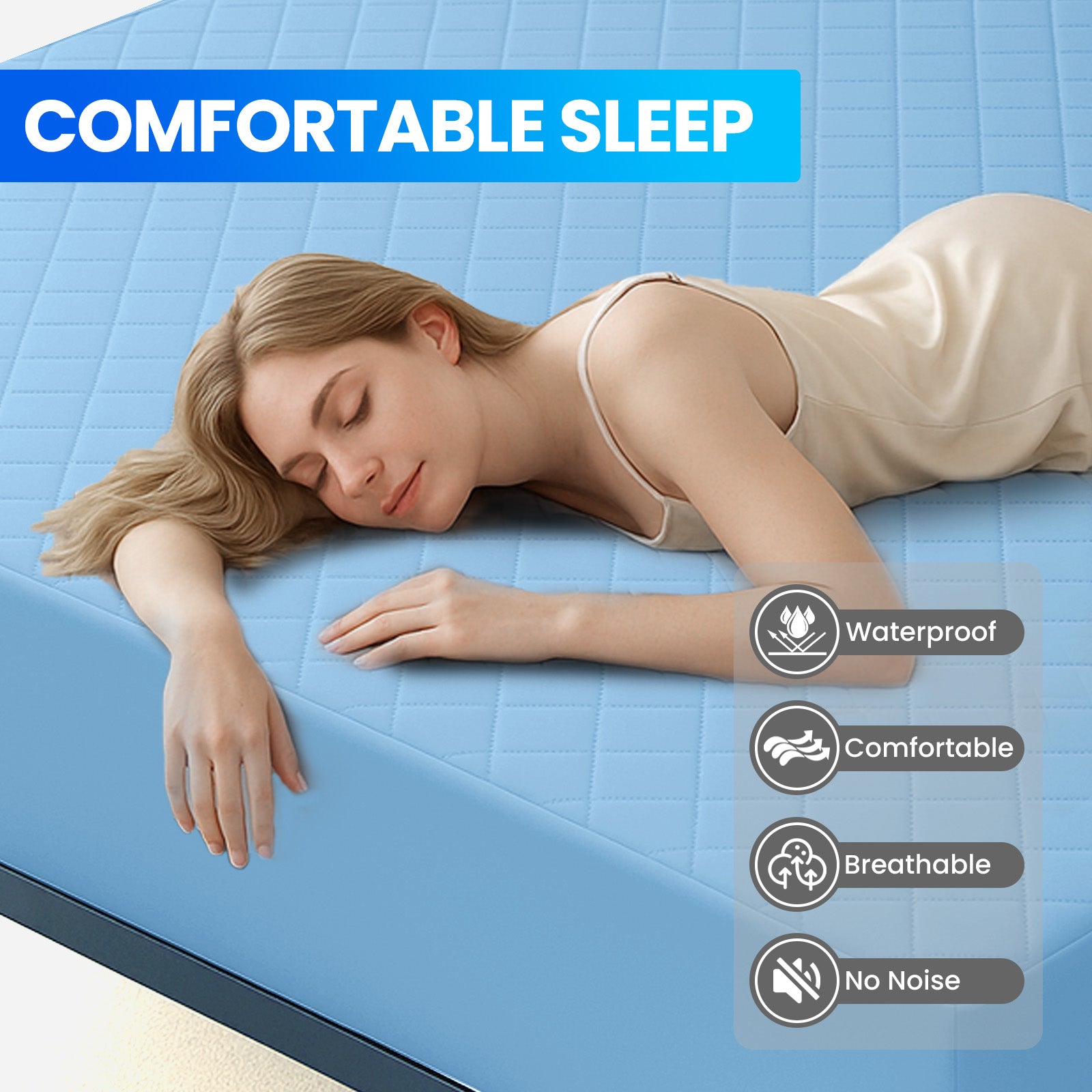 Waterproof Mattress Protector 90x190cm with Deep Pocket