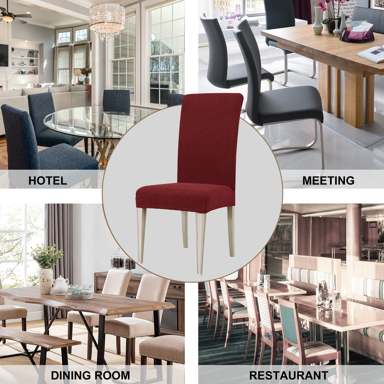 YSTYLE 6 Pieces Stretch Dining Chair Covers Jacquard Pattern