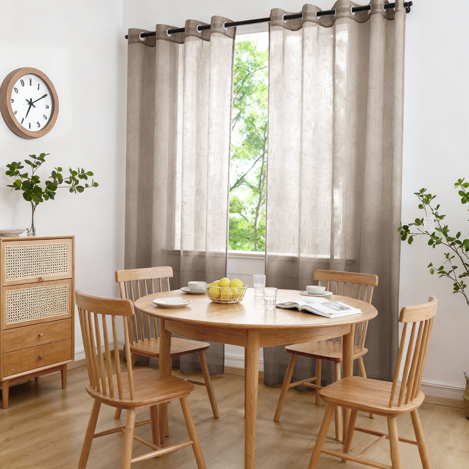 YSTYLE 2 Pieces Linen Look Voile Curtains Eyelets-YSTYLE