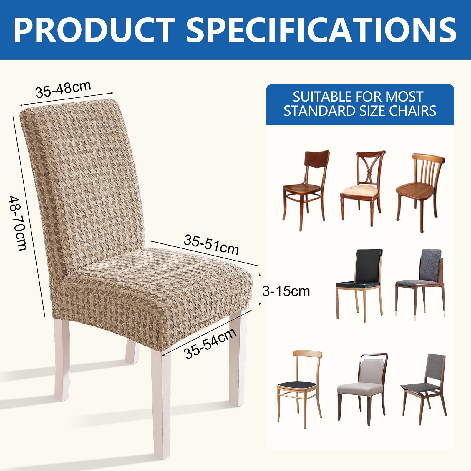 Ystyle 4-Piece Chair Covers with Backrest, Elastic Living Room Kitchen Chair Slipcovers, Universal Stretch Dining Chair Covers, Modern Cat-Scratch Resistant Chair Protectors
