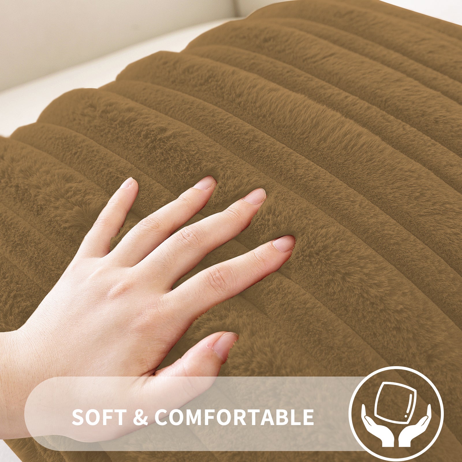 Ystyle Set of 2 Velvet Cushion Cover 50 x 50, Super Soft Striped Cushion Covers, Decoration Cushion Covers with Heart-Shaped Zipper, for Sofa Chair Bed Living Room