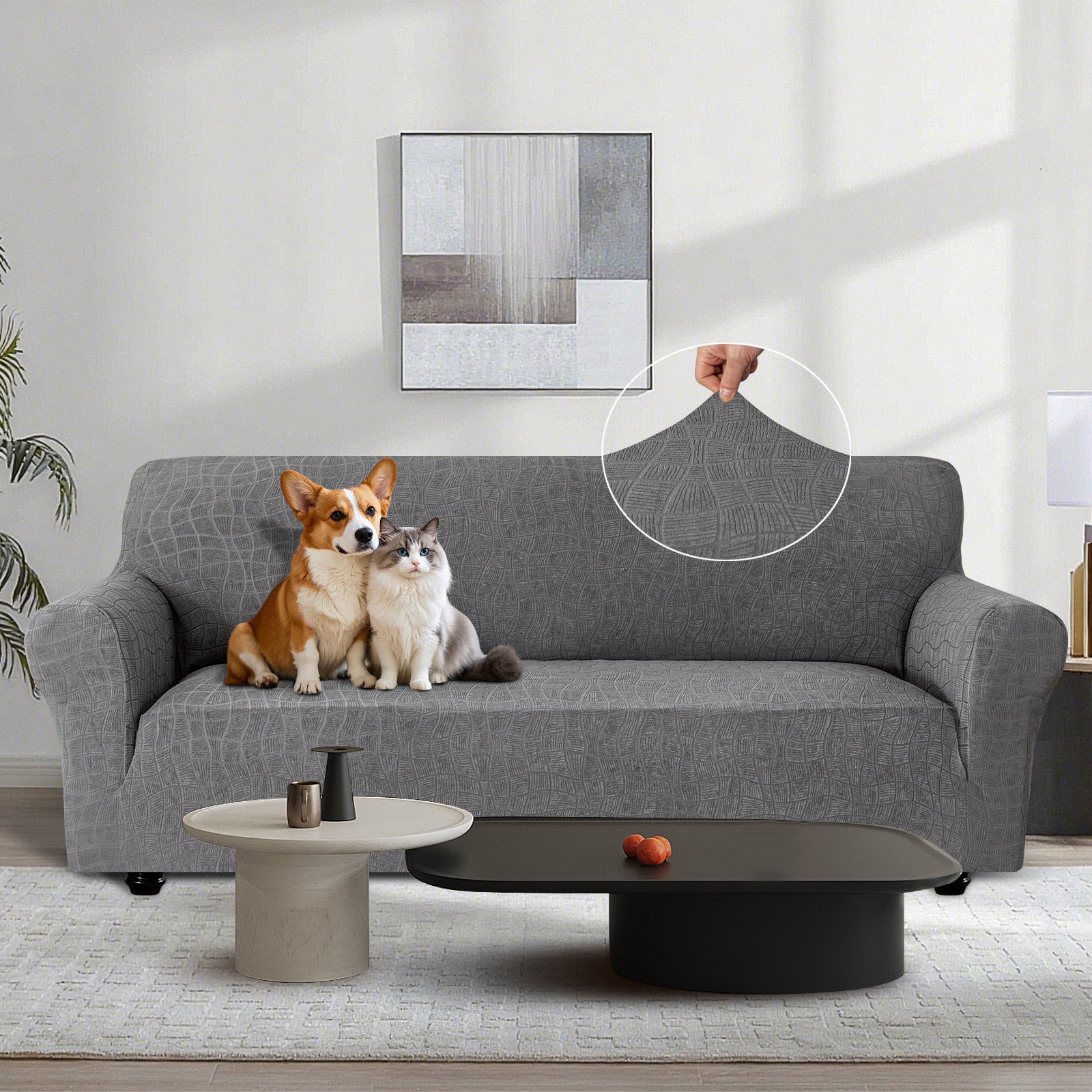 Ystyle Waterproof 1-Seater Sofa Cover with Armrests, Universal Elastic Sofa Protector, Washable Cat Scratch-Resistant Sofa Cover, Stain & Slip-Resistant Sofa Slipcover