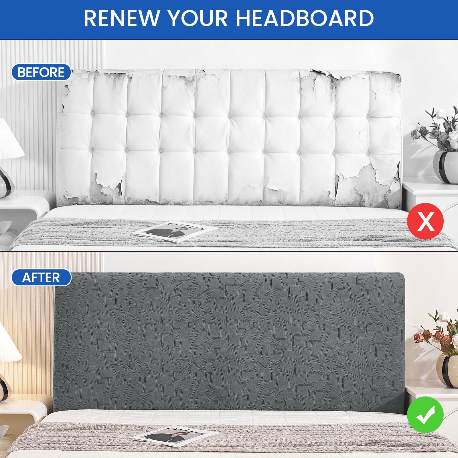 YSTYLE Universal Elastic 180cm Headboard Cover Dustproof Washable