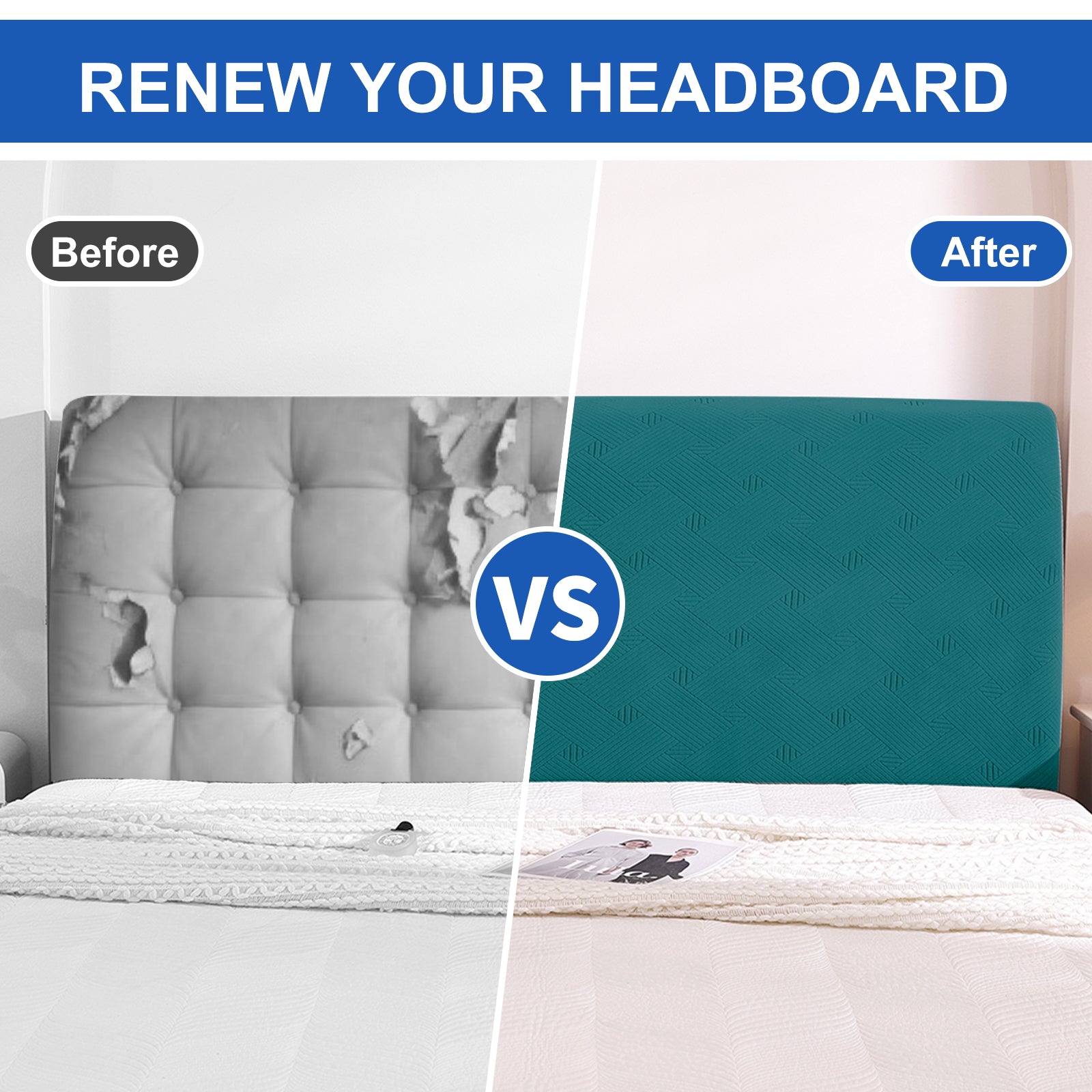 Ystyle 150cm Bed Headboard Cover, Elasticized Double/Single Bed Headboard Cover, Washable Double Bed Headboard Slipcover, Universal Dust-Proof Headboard Cover